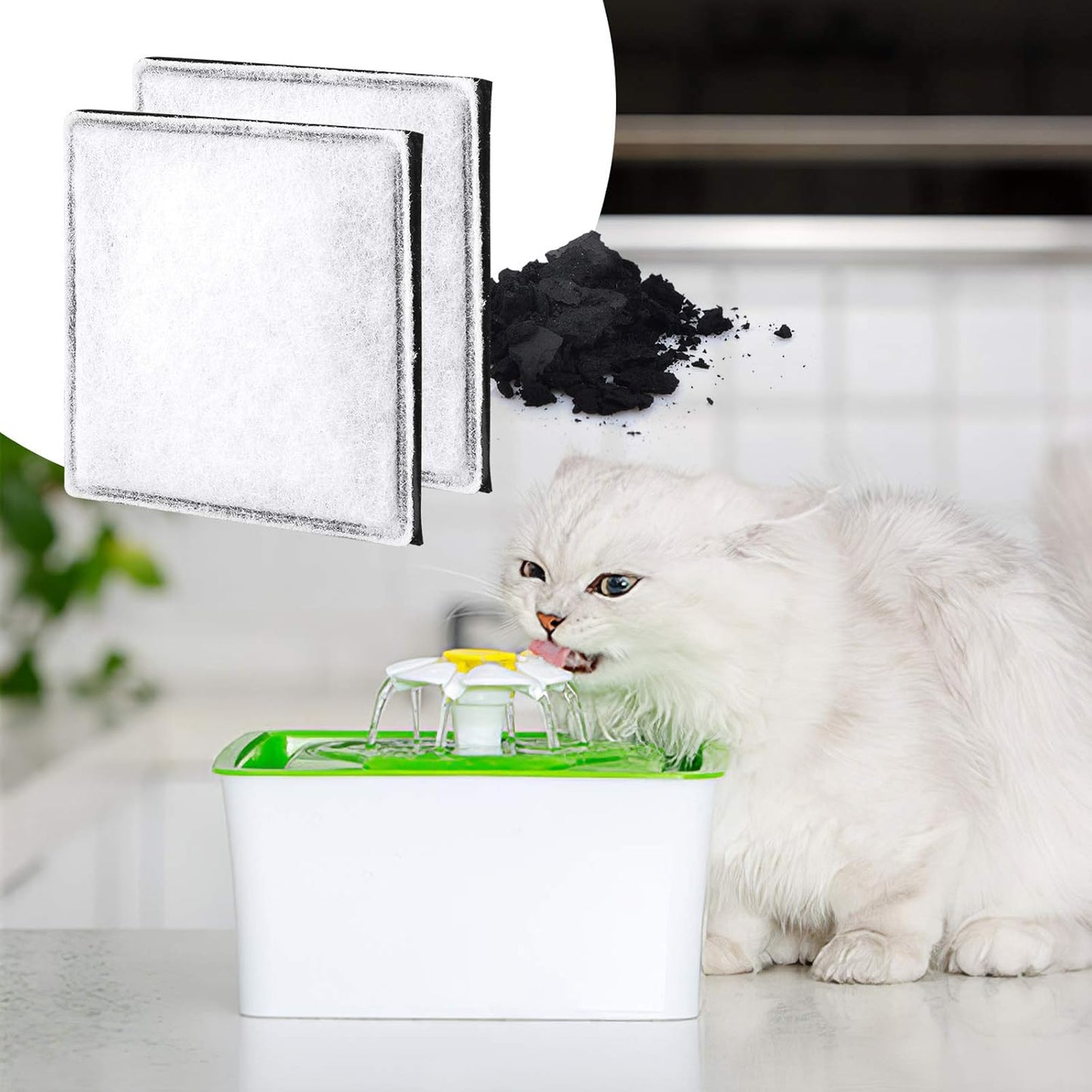 Replacement Carbon Filters, Pet Water Filters Fountain Filters Compatible with Catit Mini Flower Fountain, Pack of 12