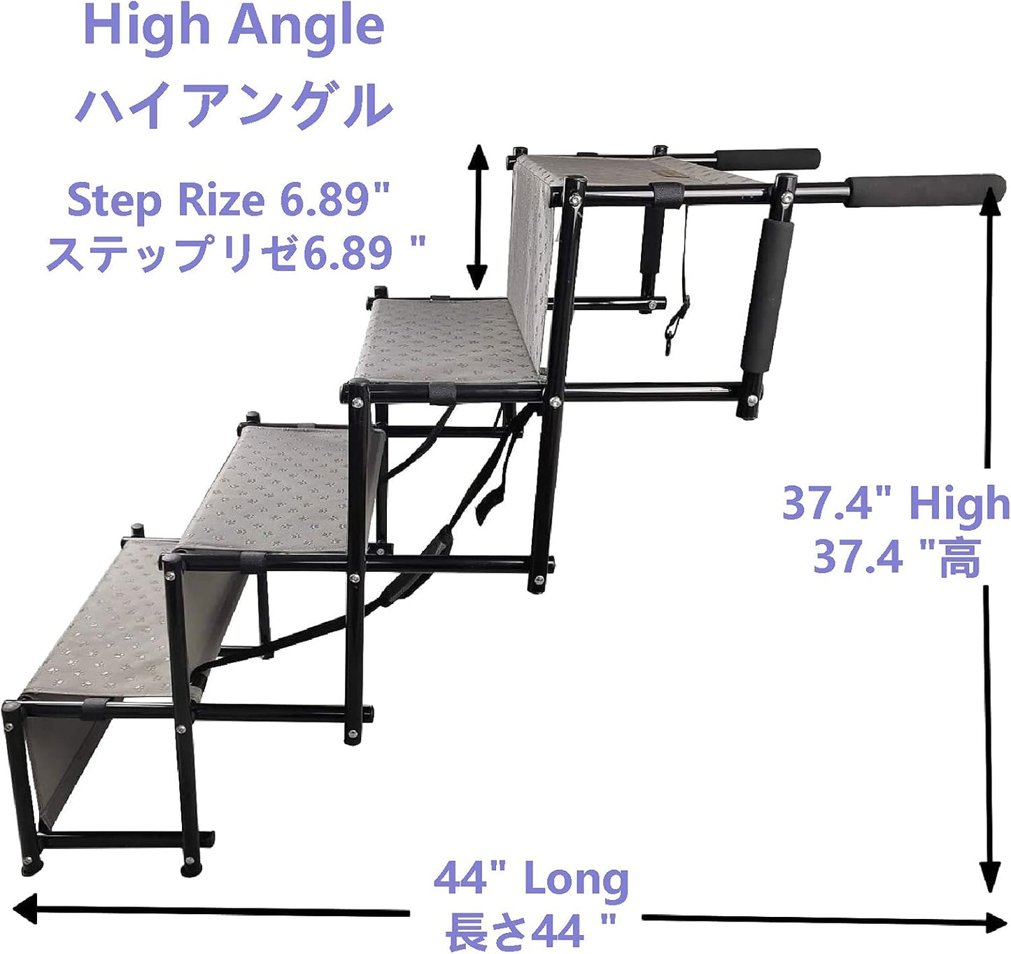 Stairs & Steps for Dogs Premium Quality Lightweight Portable Travelling Adjustable Metal e Folding Ramp Stairs Ideal for Cars Trucks SUV Steps for Medium and Large Do Gray