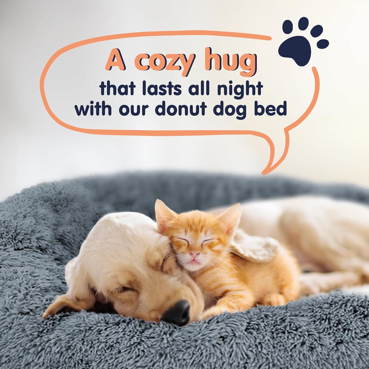 Donut Dog Bed - Premium Comfort for Anxiety Relief - Fluffy & Calming Design with Ultra-Plush Support | Cozy Round Dog Bed with Super Soft Circle Style (Dark Grey, Medium)