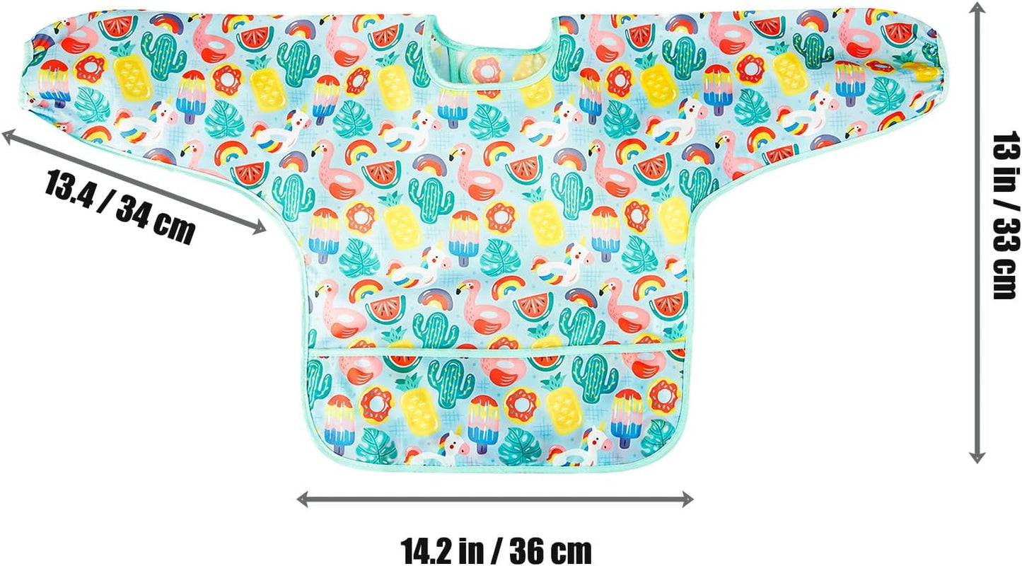 PandaEar 5 Pack Baby Long Sleeve Bibs| Waterproof Full Sleeve Bib for Baby Infant Toddler 6-36 Months