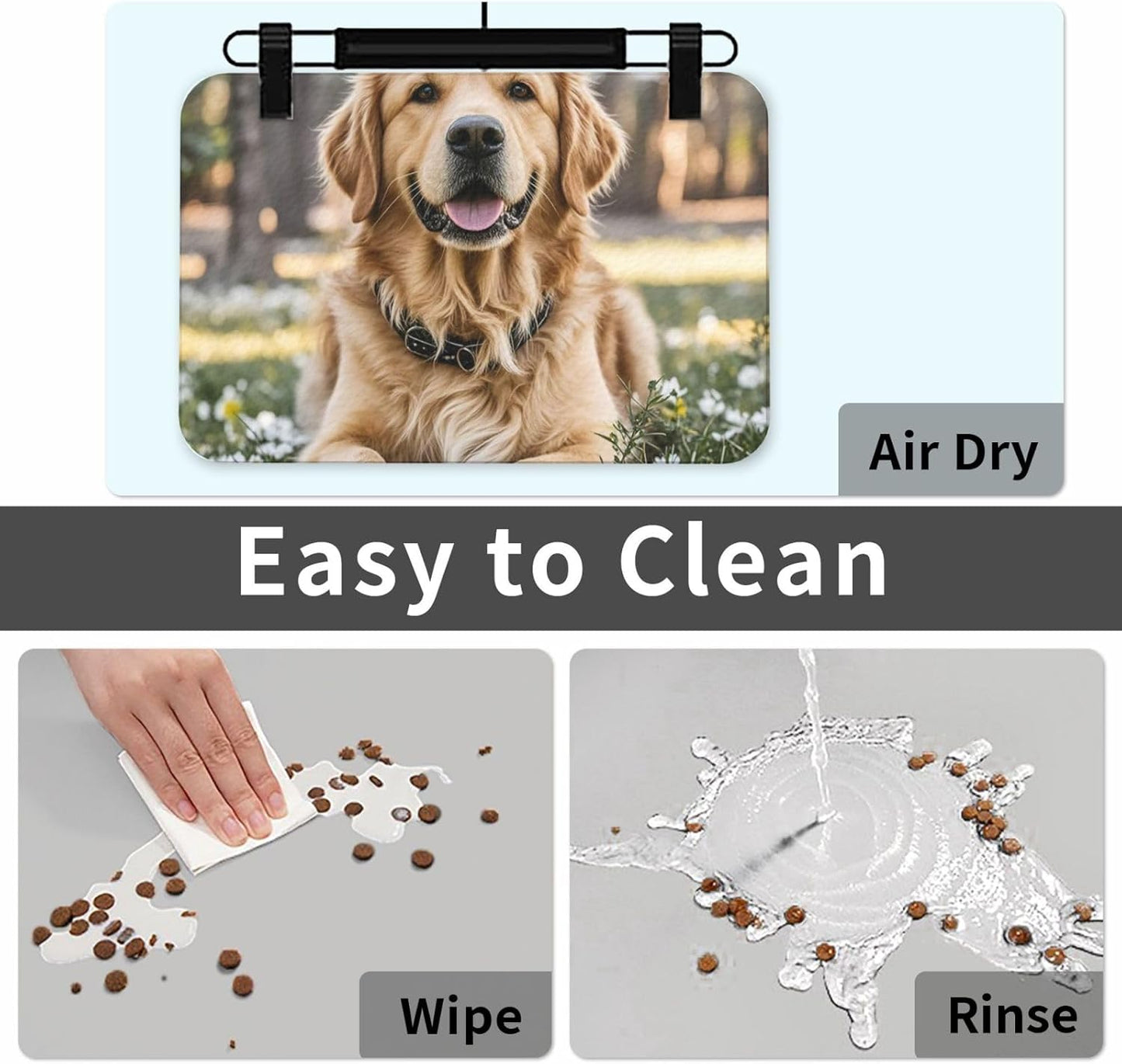Pet Feeding Mat Leather Dog Food Mat Waterproof Pet Tablecloth Golden Retriever Pet Placemat for Dogs Absorbent Dog Bowl Mat Anti-Slip Dogs Mats for Food and Water