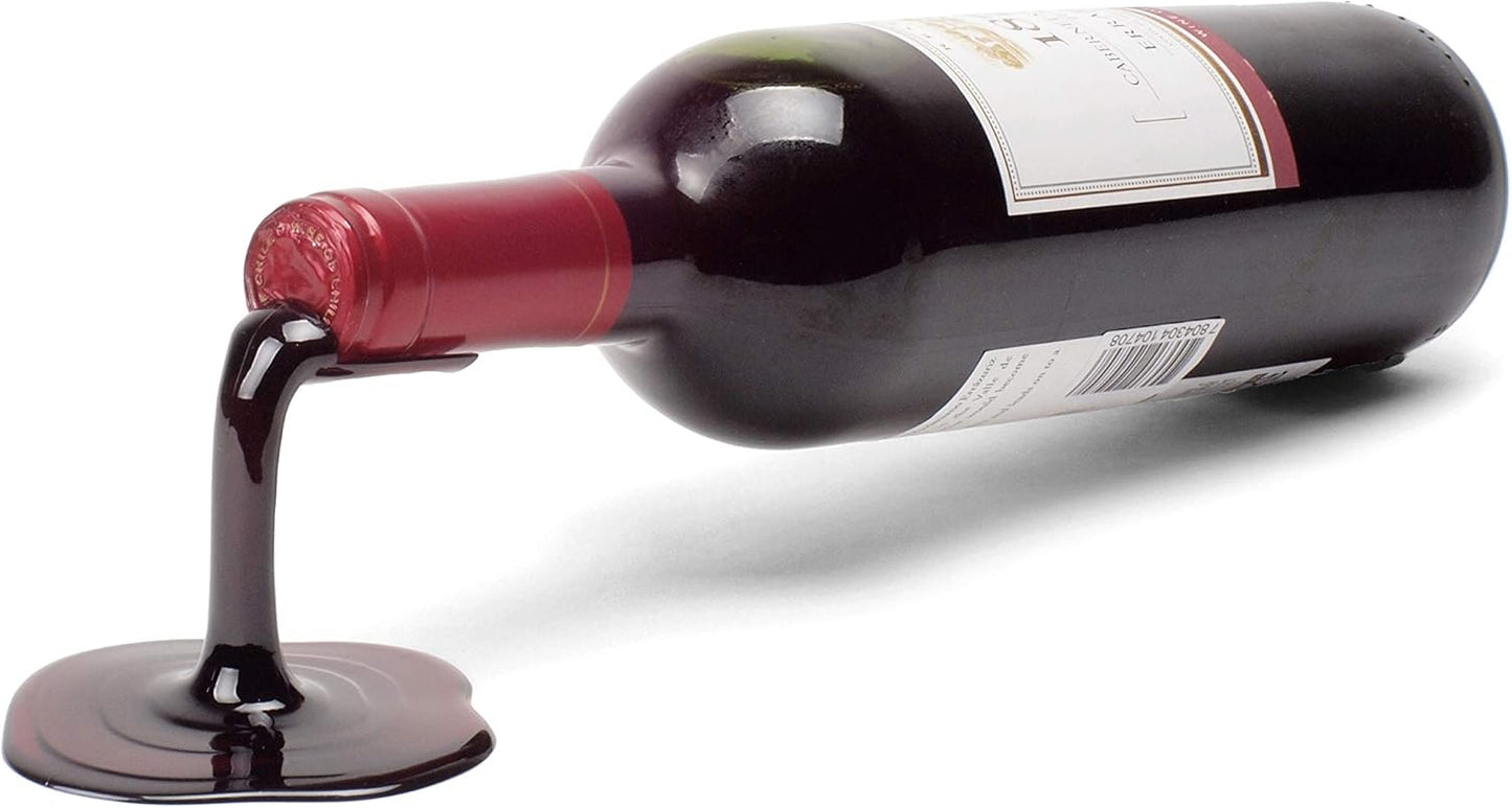 Spilled Wine Bottle Holder - Fun and Unique Way to Display Your Favorite Wine - Red and White (Set of 2)