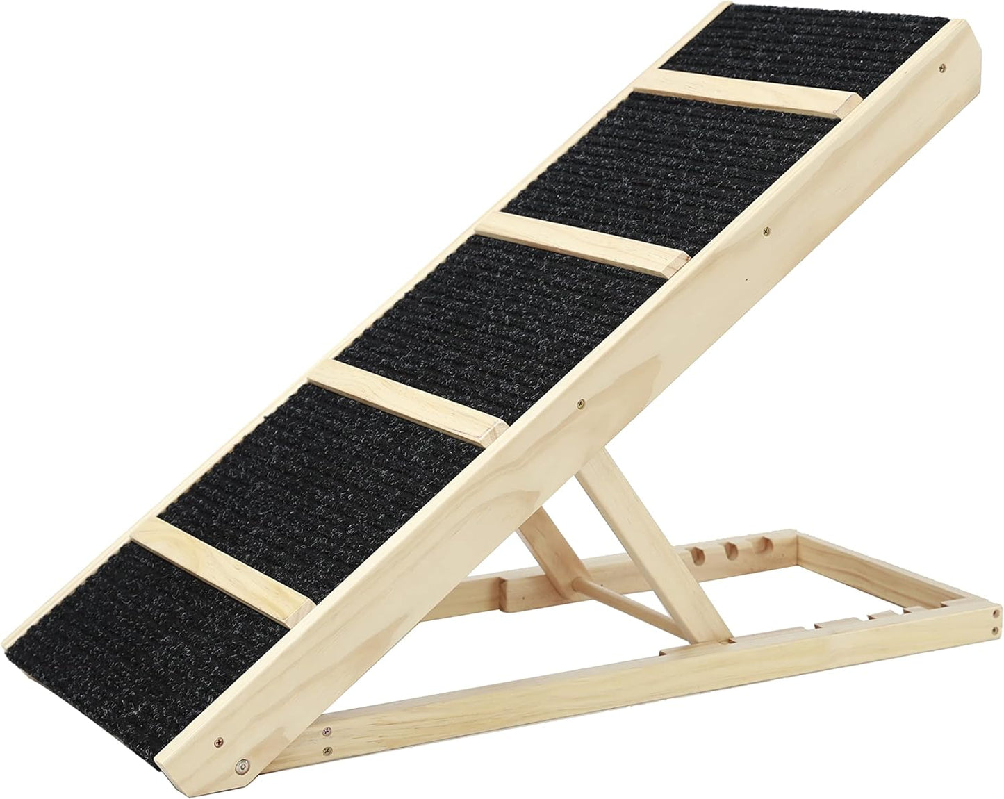 Tall Adjustable Pet Ramp, Folding Portable Wooden Dog Cat Ramp, Non-Slip Paw Traction Surface Dog Step Compatible with Car, SUV, Couch, Adjustable Height from 9.3" to 24,Queen Bed