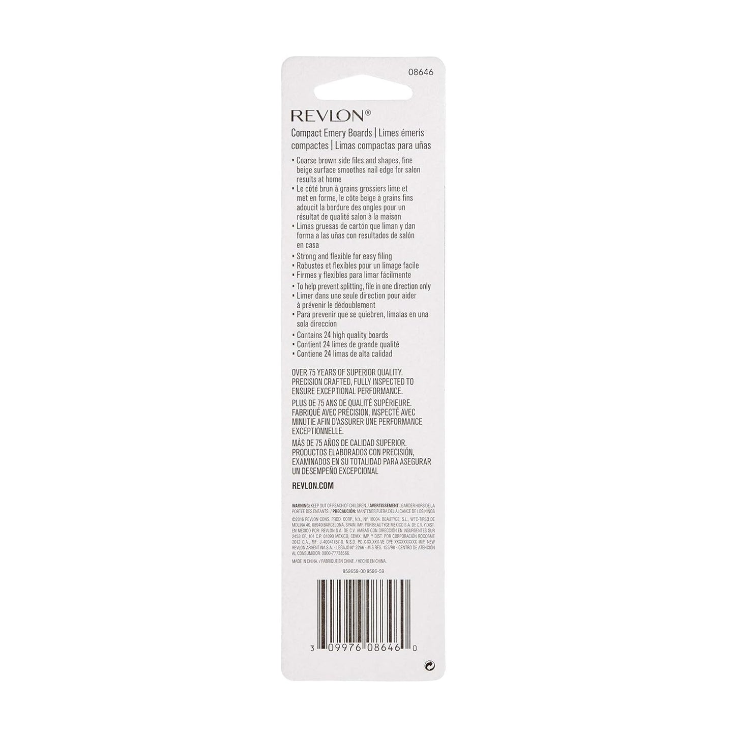 Revlon Compact Emery Boards Nail File, Dual Sided for Shaping and Smoothing Finger and Toenails, 24 Count