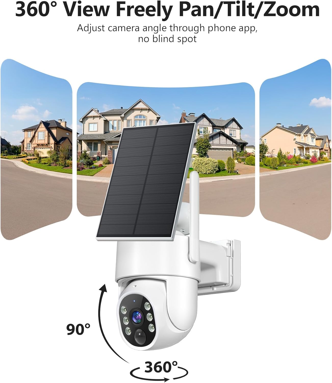 5G&2.4GHz Security Cameras Wireless Outdoor, 2K Cameras for Home Security, Solar & Battery Powered Security Camera Outdoor, Color Night Vision, PTZ Human Detection, 2 Packs