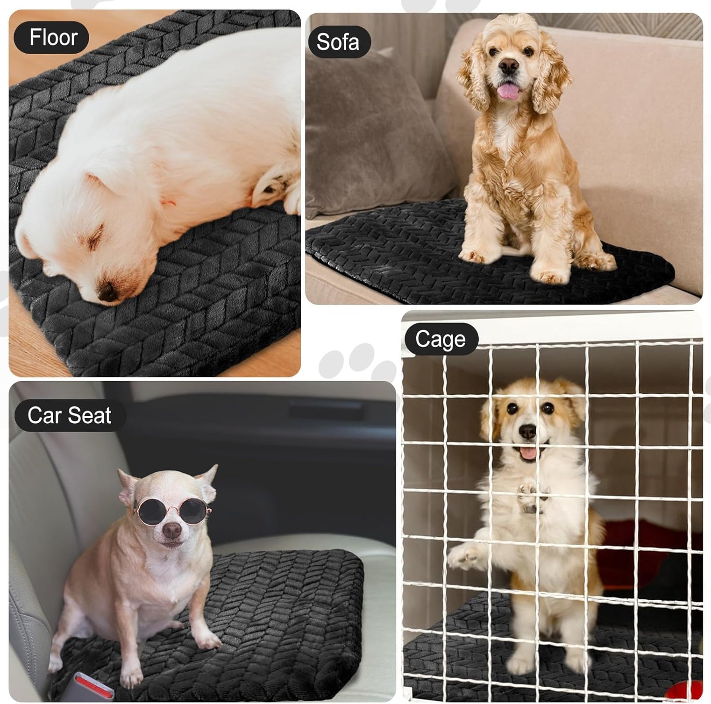 4팩 셀프 워밍 고양이 침대 매트 셀프 가열 패드 강아지용 매우 따뜻한 겨울 반려동물 패드 세탁 가능한 보온 패드 매트 애완 동물 실내 실외용(블랙, 40.6 x 50.8cm(16 x 20인치))