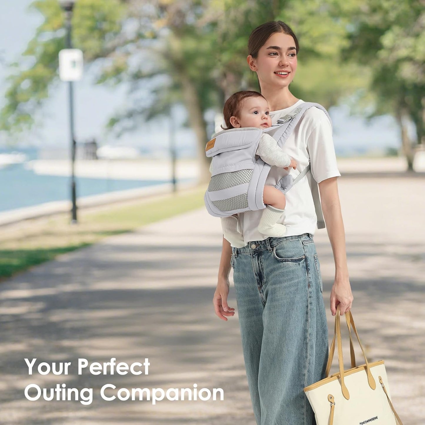 Baby Carrier Newborn to Toddler(7-30lbs), Toddler Carrier with Adjustable Shoulder Strap, Baby Holder Carrier with Breathable Mesh Fabric, Grey