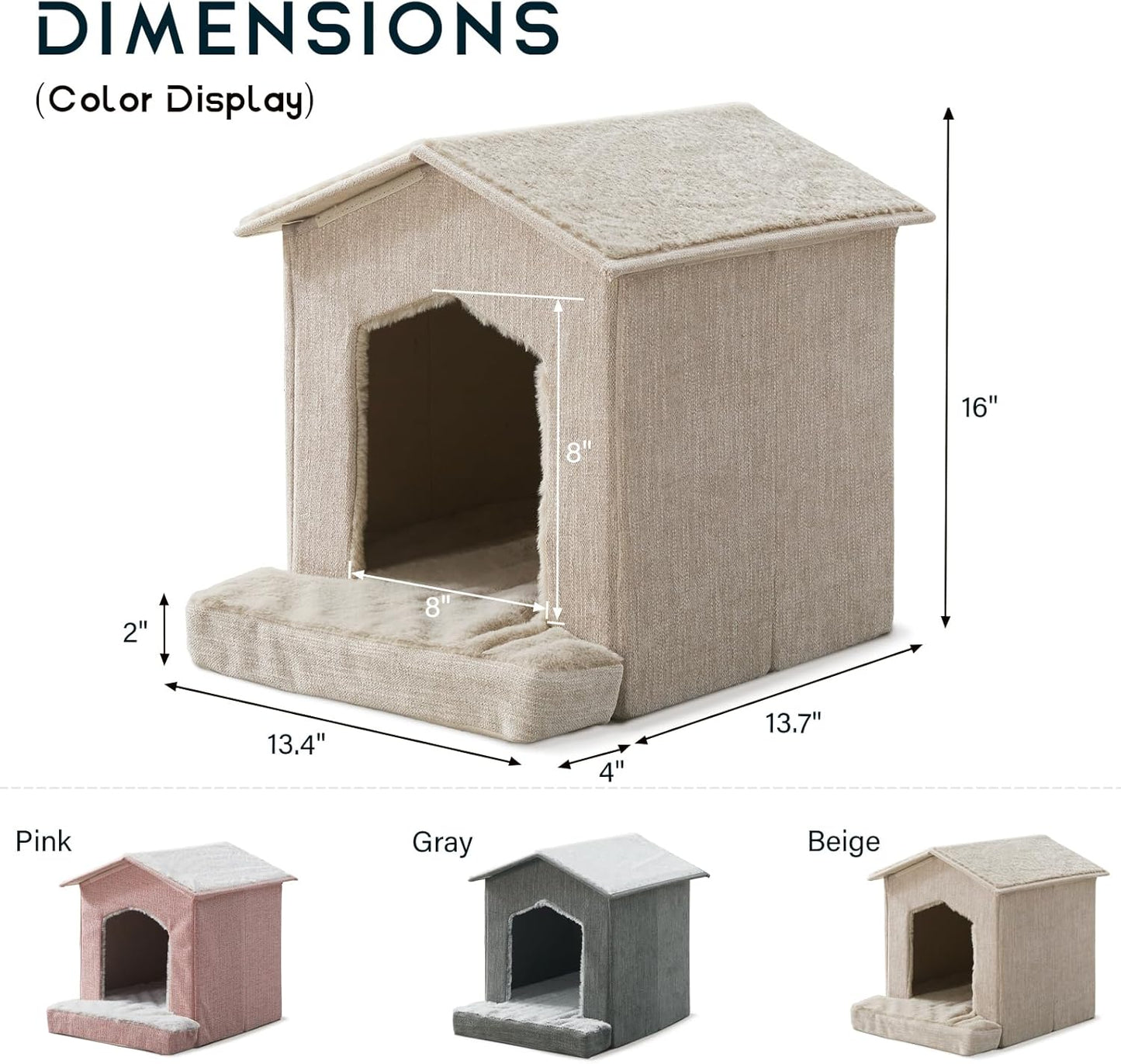 Cat Beds for Indoor Cats,Large Cat Houses for Cats,Small Dogs,Cat Cave with Orthopedic Cushion,Foldable Cat Condos,Hideaway,Shelter,Cat Tent for Small and Medium Pet Bed
