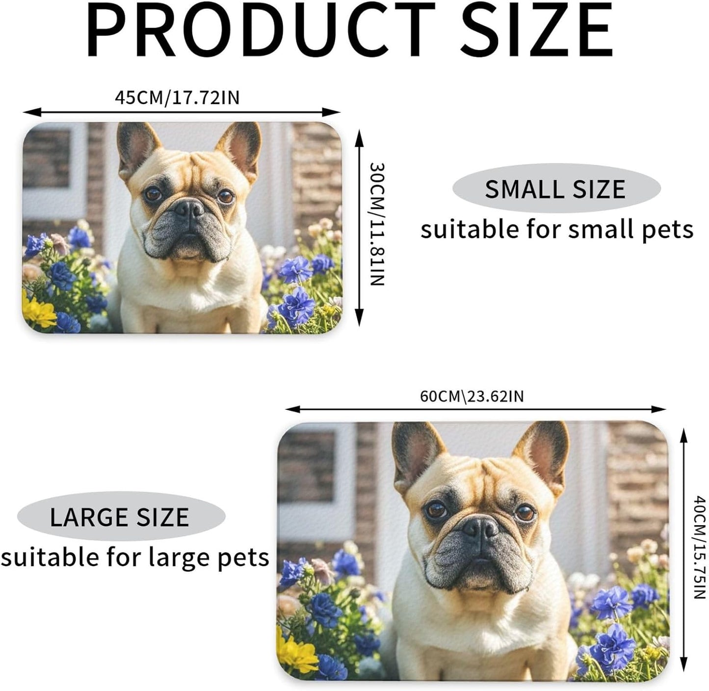 Pet Feeding Mat Leather Dog Food Mat Waterproof Pet Tablecloth French Bulldog Dog Cute Pet Placemat for Dogs Absorbent Dog Bowl Mat Anti-Slip Dogs Mats for Food and Water