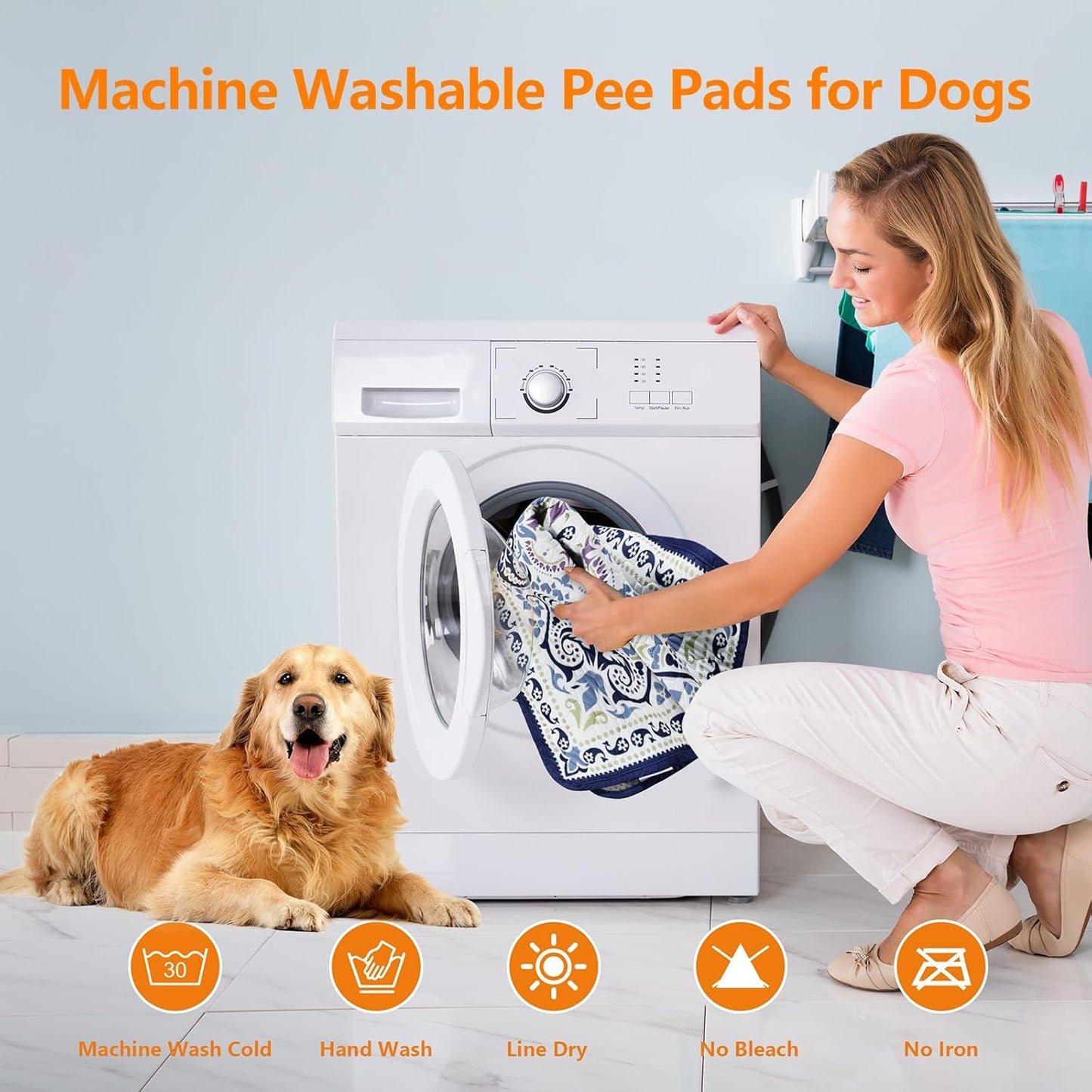 Mozin Washable Pee Pads for Dogs, 2 Pack Super Absorbent Reusable Puppy Pads Waterproof, Leak-Proof & Non-Slip Whelping Pad for Potty Training, Playpens, Crates, Floors, Beds, and Couches 36"x36"