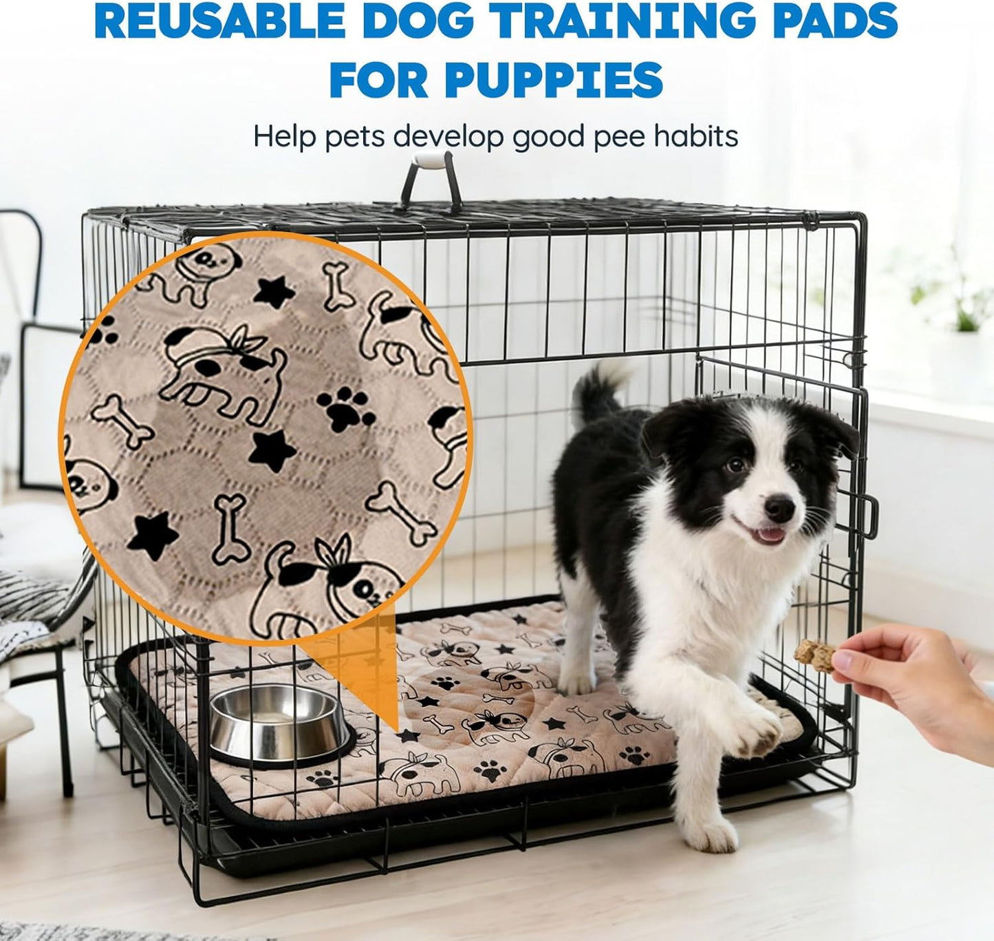 Washable Pee Pads for Dogs, Absorbent Reusable Puppy Training Pads, Leakproof, Non-Slip, Waterproof Cat Doggie Pad Pet Potty Mat for Indoor&Outdoor, Whelping, Playpen, Crate, Coffee 18"x24"