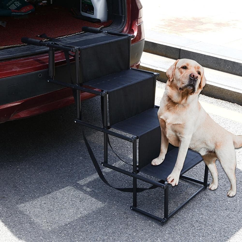 Car Dog Steps Pet Stairs Dog Ramp Lightweight Folding Pet Ladder Ramp Dog Stairs for High Beds Trucks Cars and SUV (Color : Black Size : Same Size)