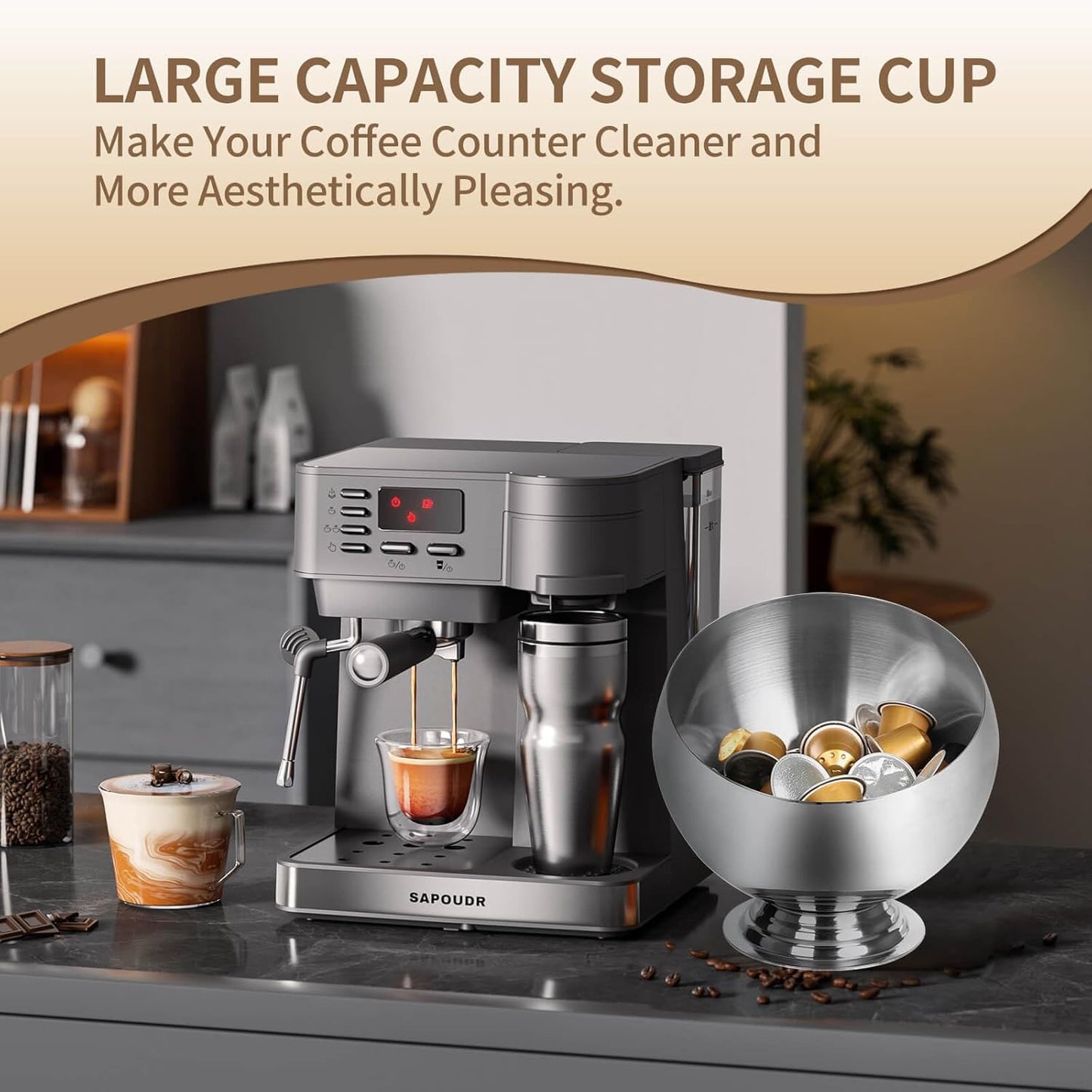 Coffee Pod Holder-Coffee Pod Storage-K Cup Holder-Espresso Pod Holder-Coffee Pod Organizer（GOLD