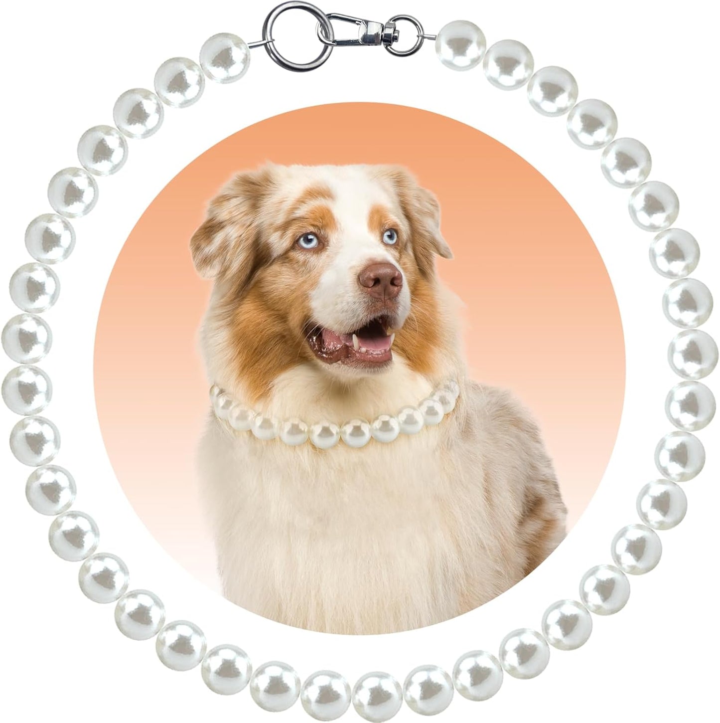 KUDES Chunky Pearl Dog Necklace (Beads 20mm),Elegant Classic Super Big Pearl Collar Necklace Accessories for Medium Large Dogs Occasions and Gatherings (White, M(Neck Girth15.7''-17.5''))