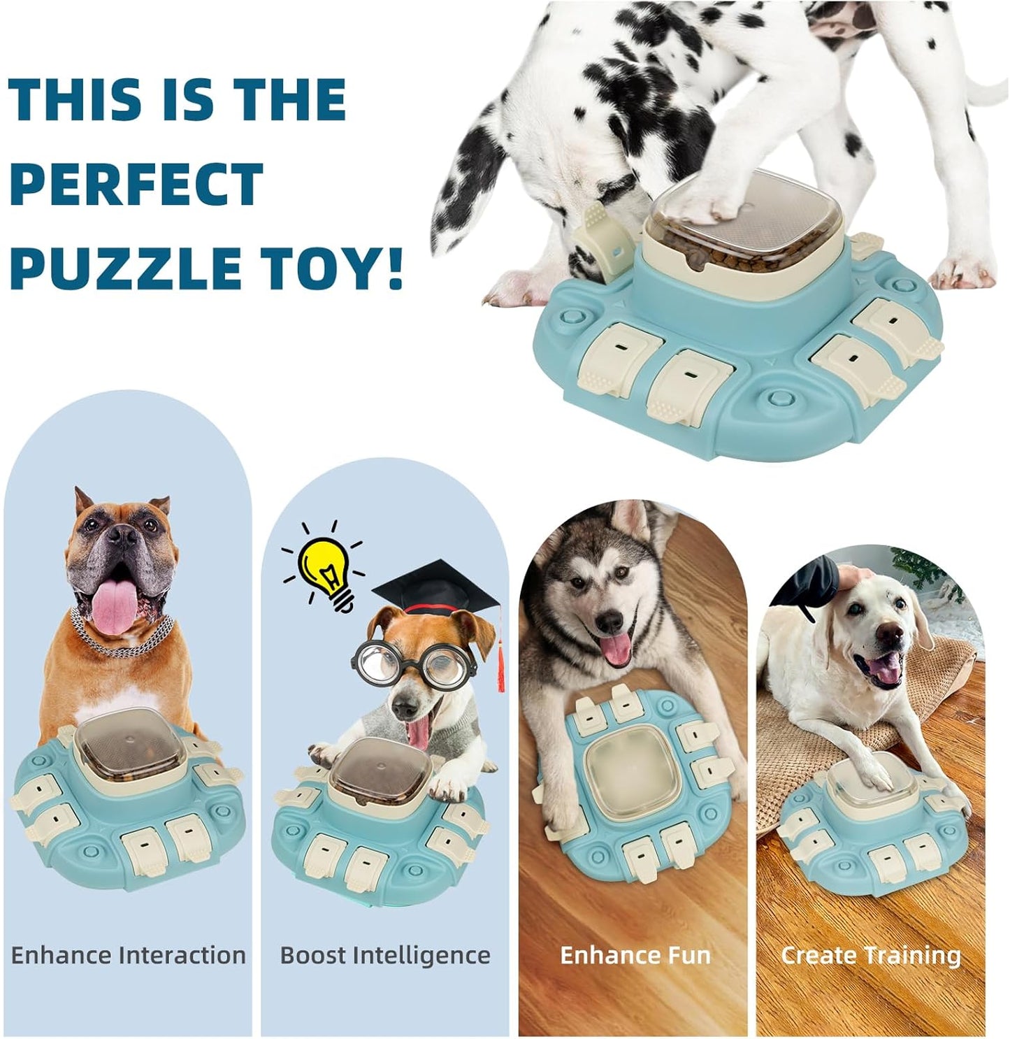 Dog Puzzle Toys 2 Level, Interactive Dogs Treat Puzzle Feeder Toy for IQ Training & Mental Stimulating, Fun Slow Feeder Dog Bowls, Large Medium Small Dogs Enrichment Toys