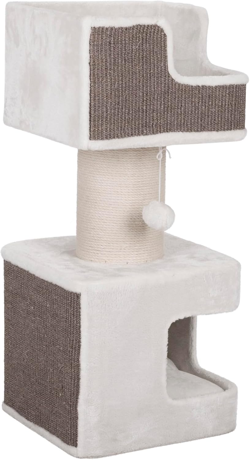 Trixie Ava Cat Tree – Cat Tower with Condo & Thick Scratching Post, Includes Removable Cushions – Indoor Cat Furniture for Scratching & Climbing – Gray, 16.5" x 16.5" x 33.9"