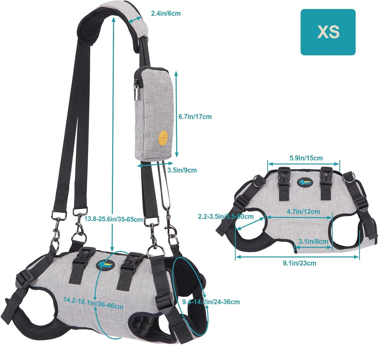 Ownpets Dog Sling Harness, Outdoor Sling Bag for Spine Protection, Whole Body Support, Support Vest to Assist Aged Dogs, Outdoor, XS