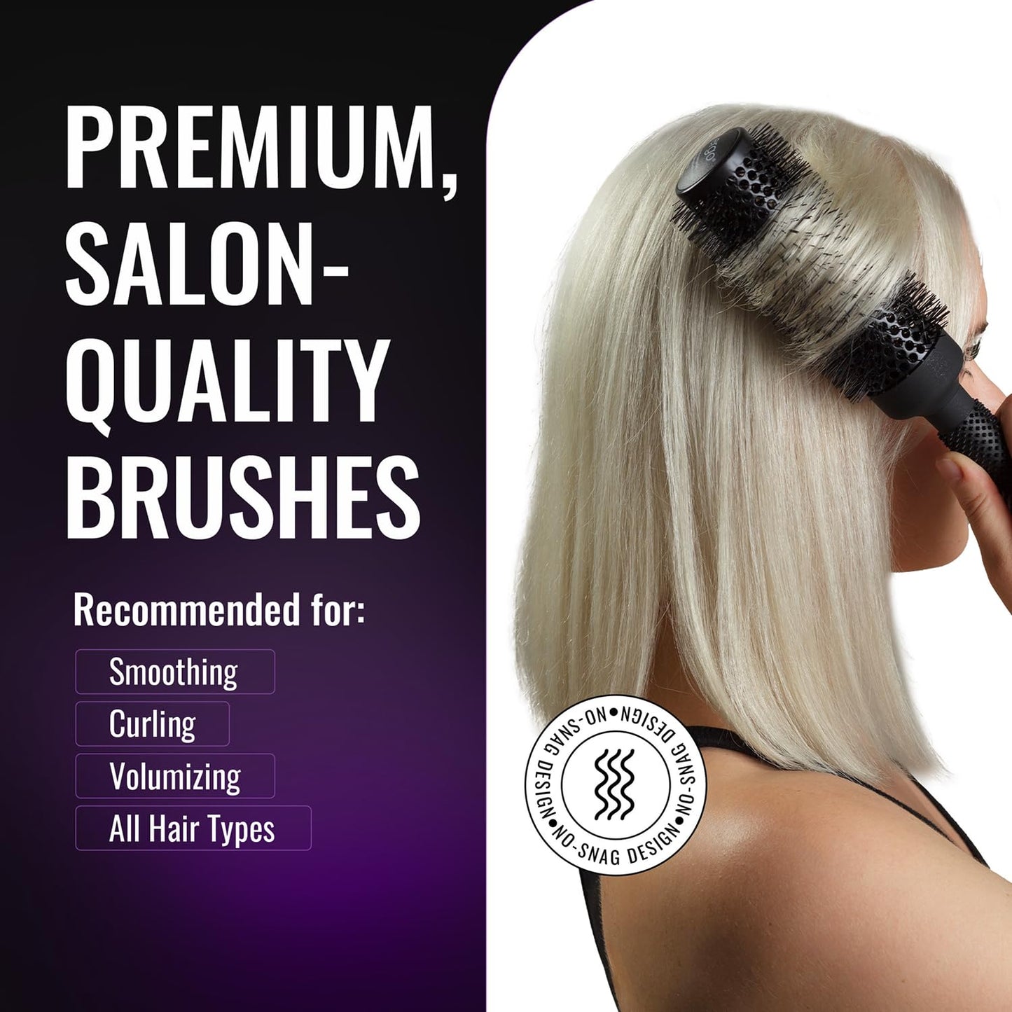 ERGO Ceramic Ionic Round Brush for Blow Out - Salon Quality Hair Brushes for Women - Roller Brush for Blow Drying, Wet and Dry Hair Styling, Volumizing Hair Care - ER43: 1.75"