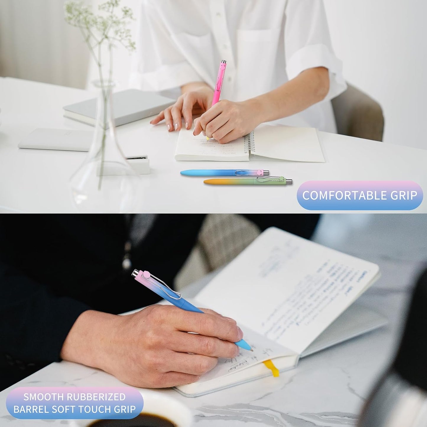 WY WENYUAN Cute Pastel Ballpoint Pens, Fine Point Smooth Writing, Colorful Pens, Black Ink 1.0 mm Journaling Pens Office Supplies for Women & Men, Note Taking