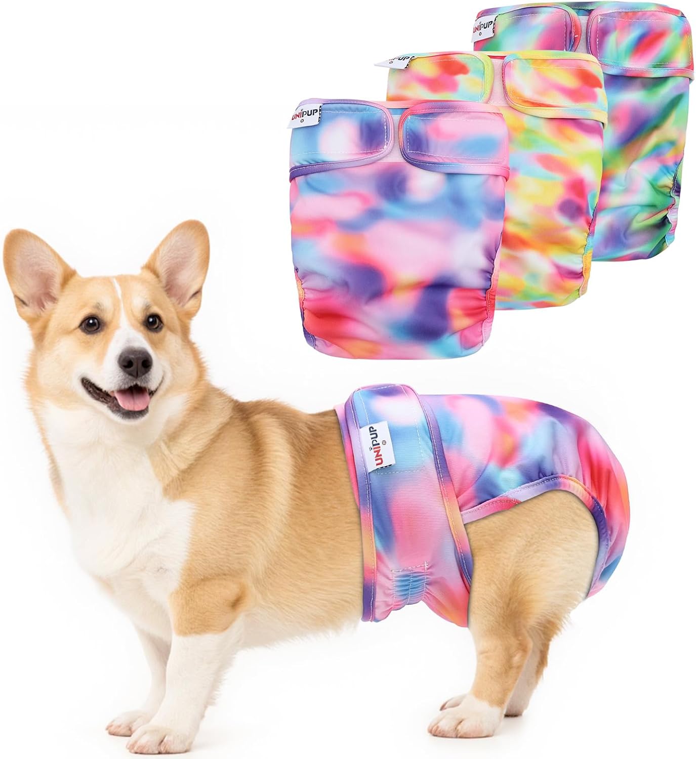 Female Dog Diapers Reusable No Tail Hole Period Panties Washable 3 Pack Diapers Female for Docked-Tail Frenchie French Bulldog Boston Terrier Without Tail U-WWD03L