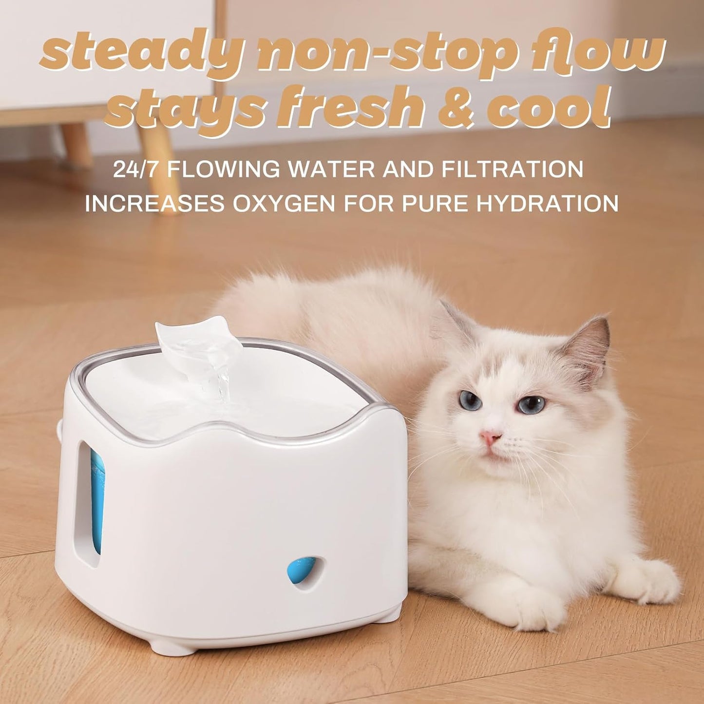 Ducksky Cat Water Fountain:Pet Drinking Fountain for Cats - Automatic Dog Water Dispenser Bowl,Water-Electricity Separation,Double Layered Water-Bucket & Visualization of Water-Level