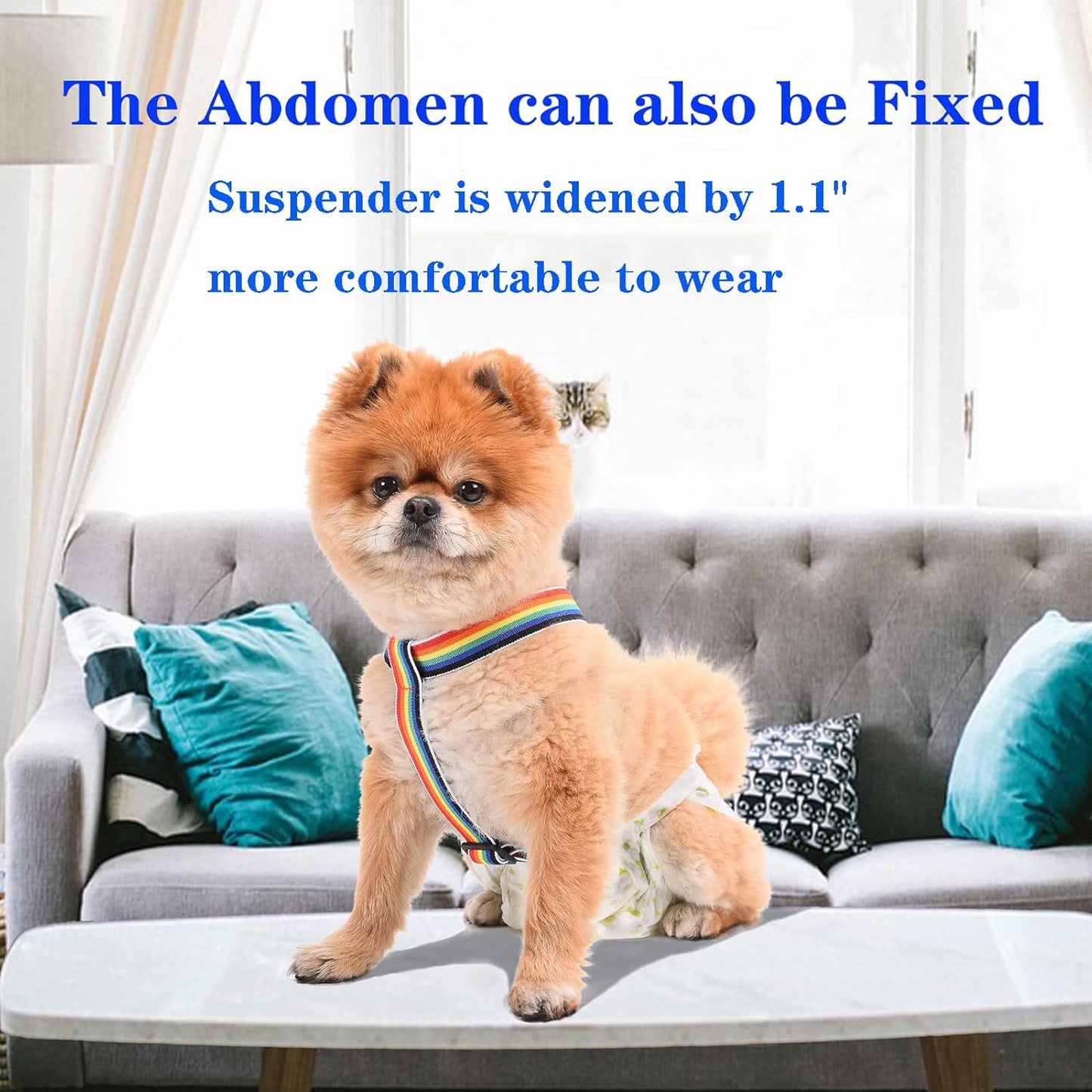 2 Pieces Dog Diaper Suspenders | Adjustable Elasticity Cat Suspenders | Belly Bands Canine Harness | Female Male Puppy Dress & Diaper Keeper