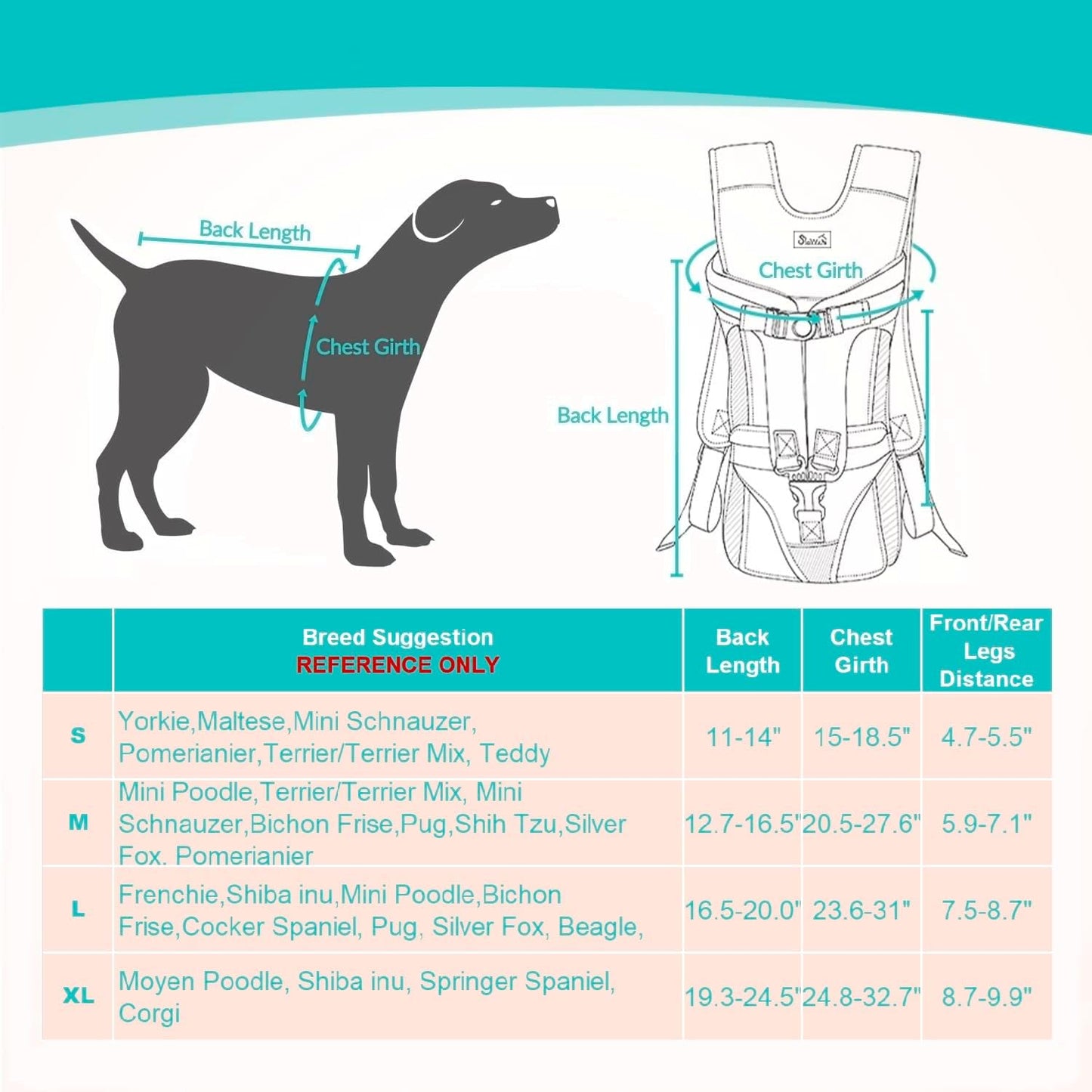 Dog Carrier Backpacks, Adjustable Dog Backpack Carrier, Legs Out Easy-fit Dog Chest Carrier for Medium Small Dogs, Hands Free Dog Front Carrier for Hiking, Cycling（Pink M）