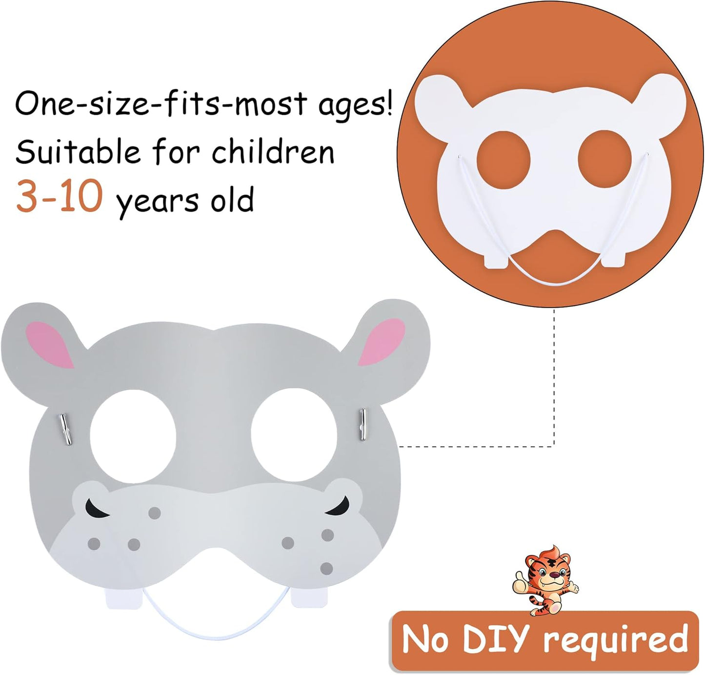 Blulu 16 Pcs Safari Animal Masks Jungle Zoo Animals Cartoon Masks for Woodland Animal Theme Birthday Party Decorations