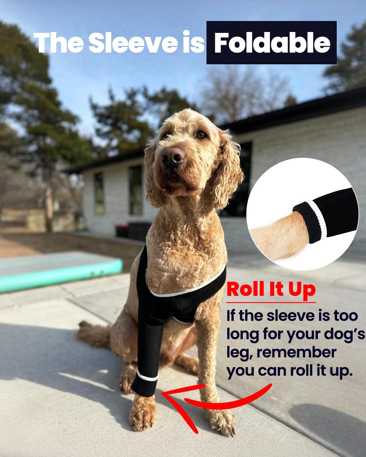 Dog Front Leg Sleeve, XLarge, Comfortable, Breathable Material, Adjustable Elastic Band, for Hot Spots, Wounds, Bandages