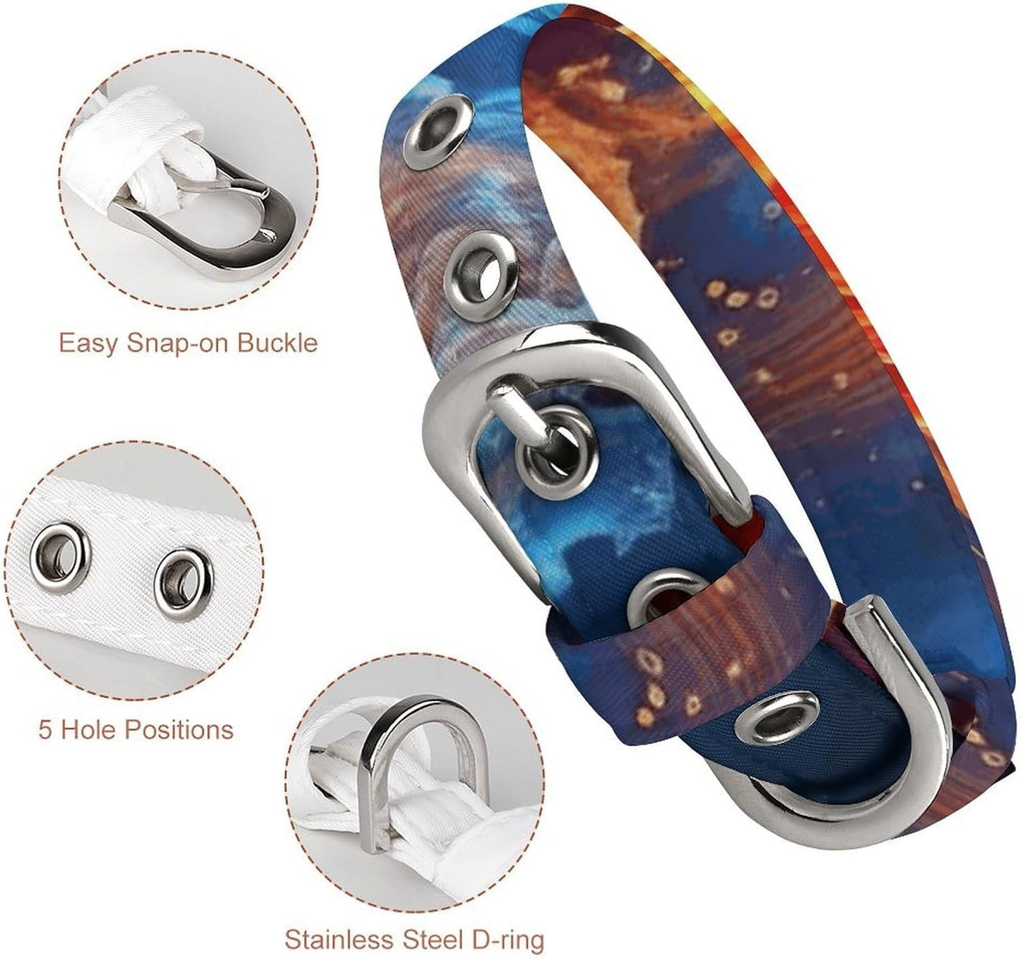 Fire and Water Heart Dog Collar with Buckle Adjustable Martingale Pet Collars Cute Female Male Puppy Collar Soft Waterproof Cat Collars for Small Medium Dogs
