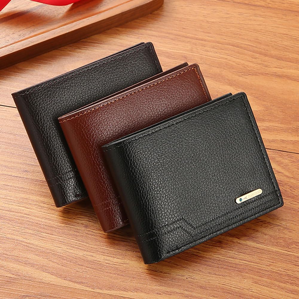 Slim Wallet for Men with Coin Purse, Minimalist Wallet with Zipper, Bifold Mens Wallets with Credit Card Holder, PU Leather Men's Wallet with Money Clip, Carteras Para Hombres (Coffee L)