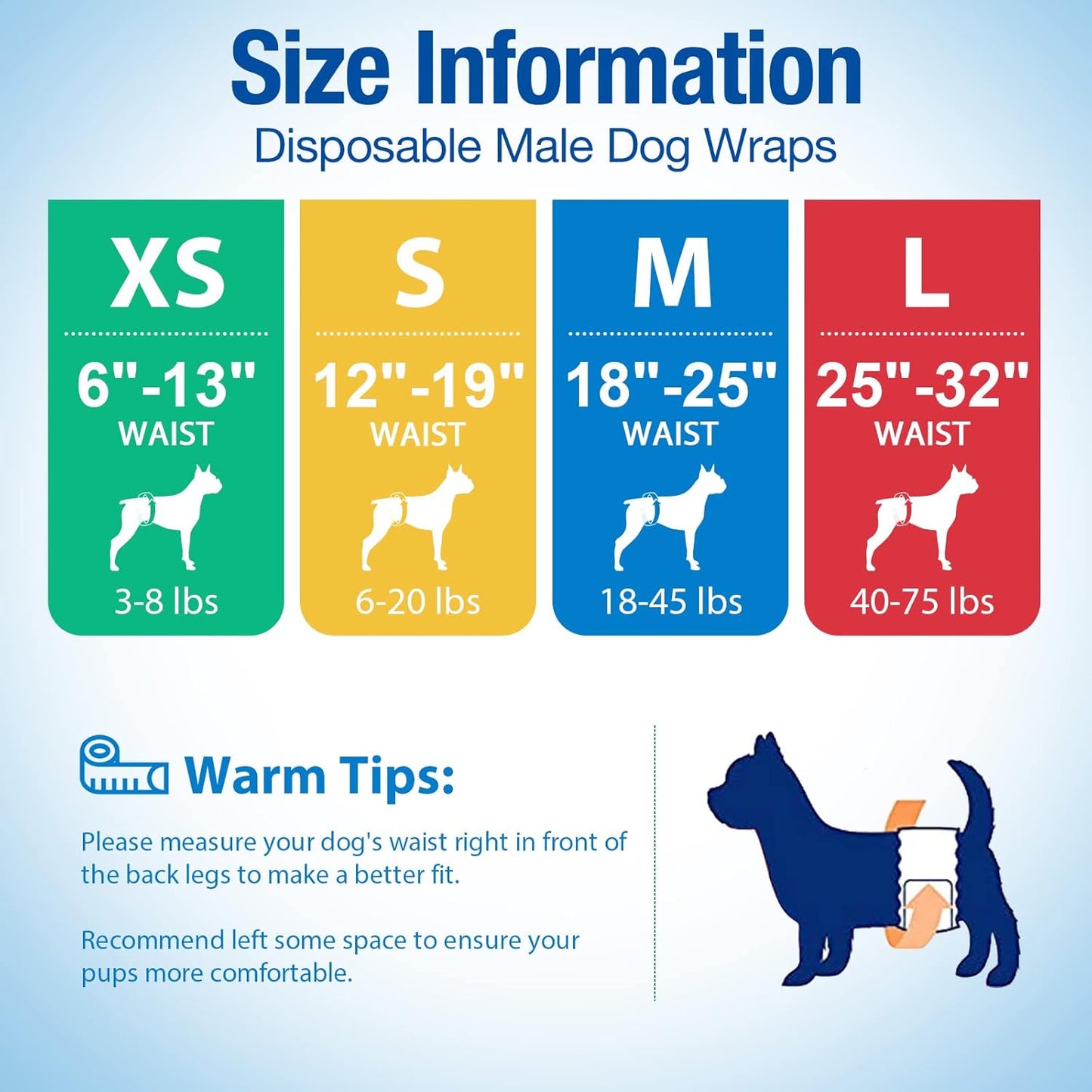 Pet Soft Dog Diapers Male - Disposable Male Dog Wraps Wetness Indicator, Ultra Absorbent Doggie Diapers Comfortable for Incontinence Excitable Urination, 20pcs Small