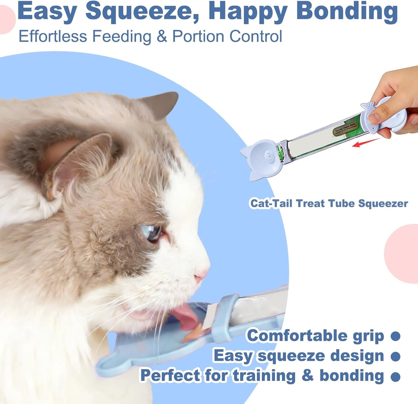 AZY 3-Piece Slow Feeder cat Bowl and Lick Mat Set – Silicone Cat Treat Spoon, Feeding Mat for Wet Food, Enrichment and Slow Eating (Blue)