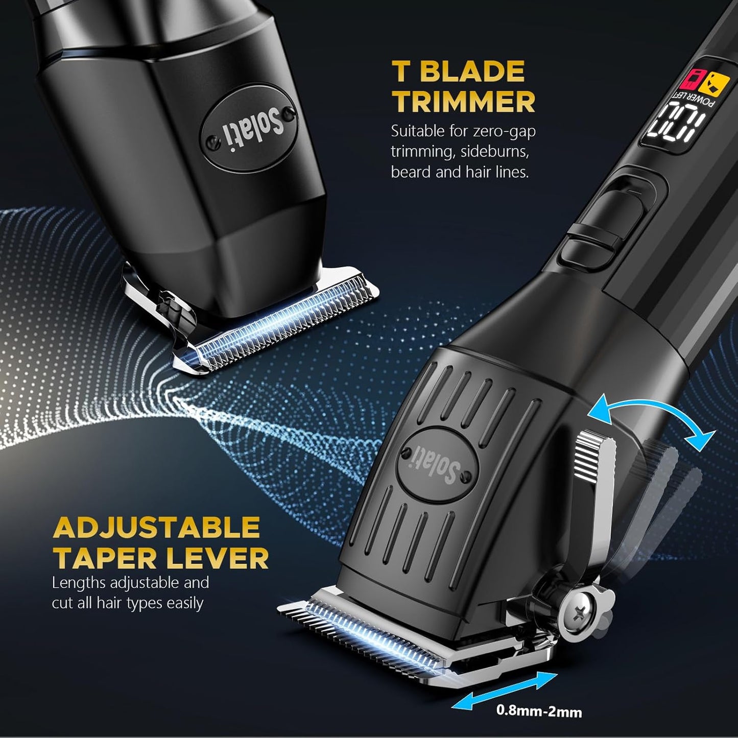 Professional Hair Clippers for Men Cordless Beards Trimmers Kit with LED Display Electric Beard Trimmer for Kid Rechargeable Trimmer Haircut Grooming Kit Gift for Men Women Barber Kids (Black)