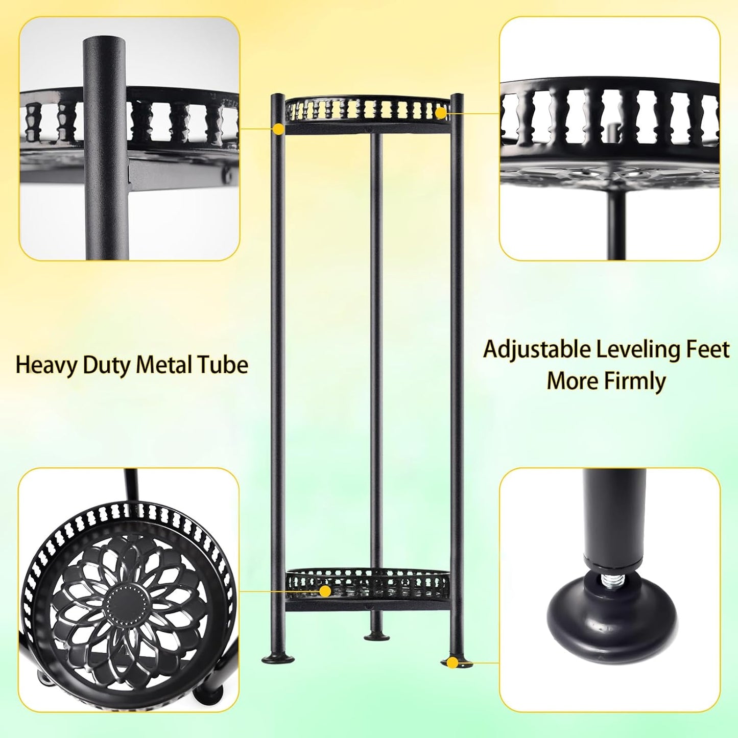 Plant Stand Indoor Outdoor, 30'' Tall Plant Stands, 2 Tier Metal Planter Stand, Flower Stand Plant Pot Holder for Living Room, Corner, Deck