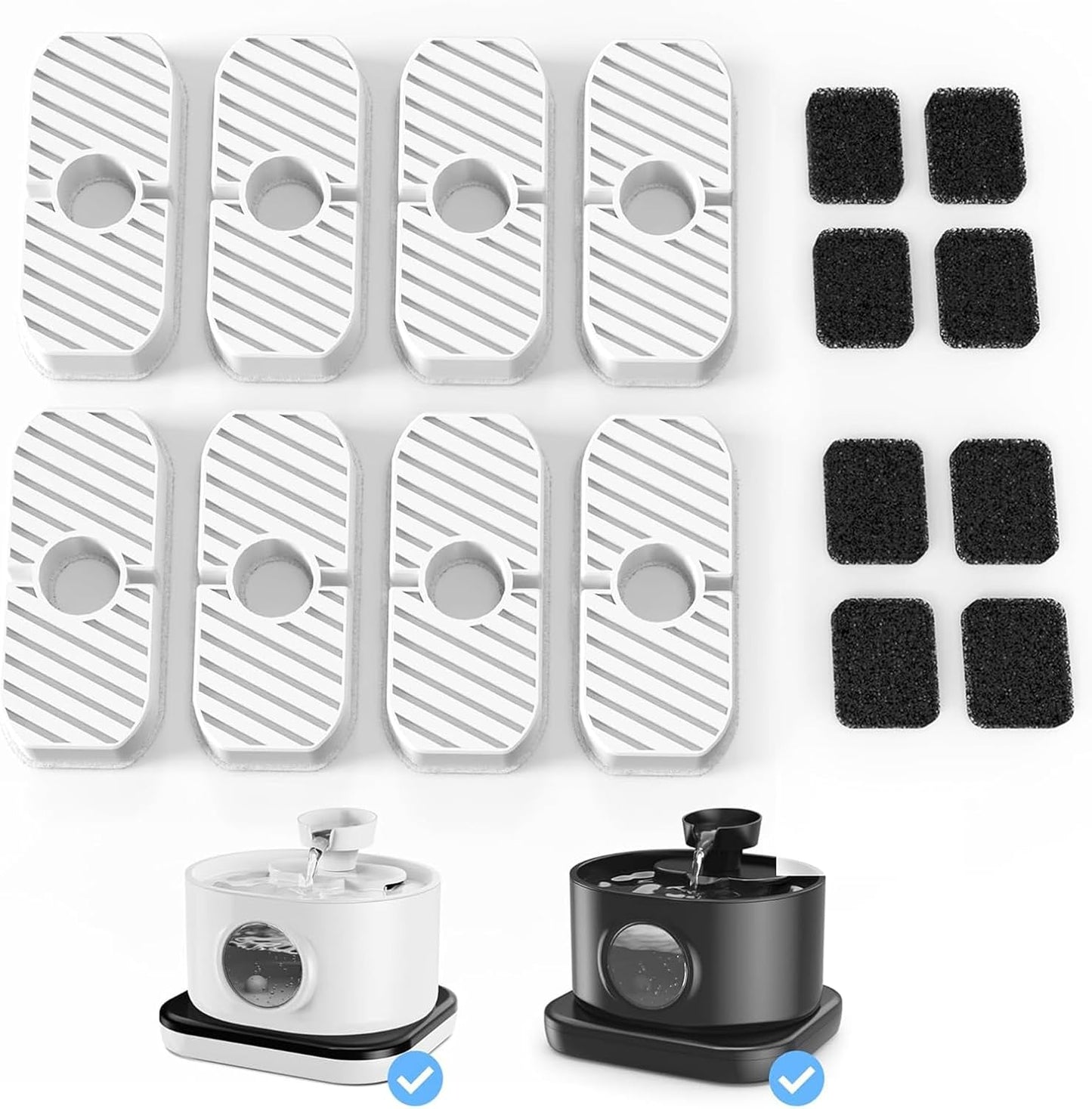 Battery Operated Cats Water Fountain and Sponges Automatic Pet Water Dispenser Replacement Accessories Water for Cats and Dogs