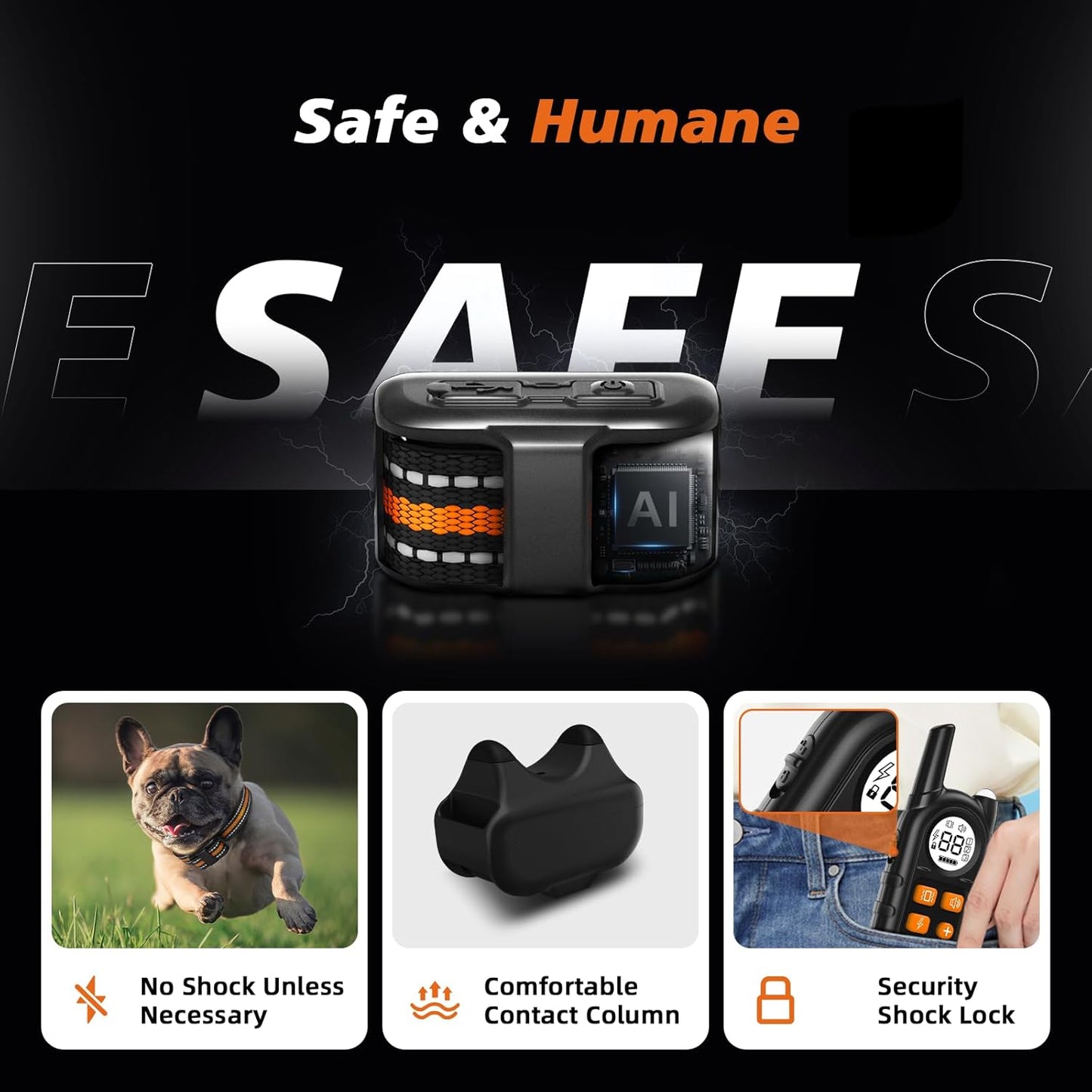 Tiniest Dog Shock Collar, Lightest Dog Training Collar with Remote for Small Dogs 5-15lbs & Medium Large Dogs/Puppies, Waterproof, Rechargeable, 1300ft Range (Orange&Ultra Tiny)