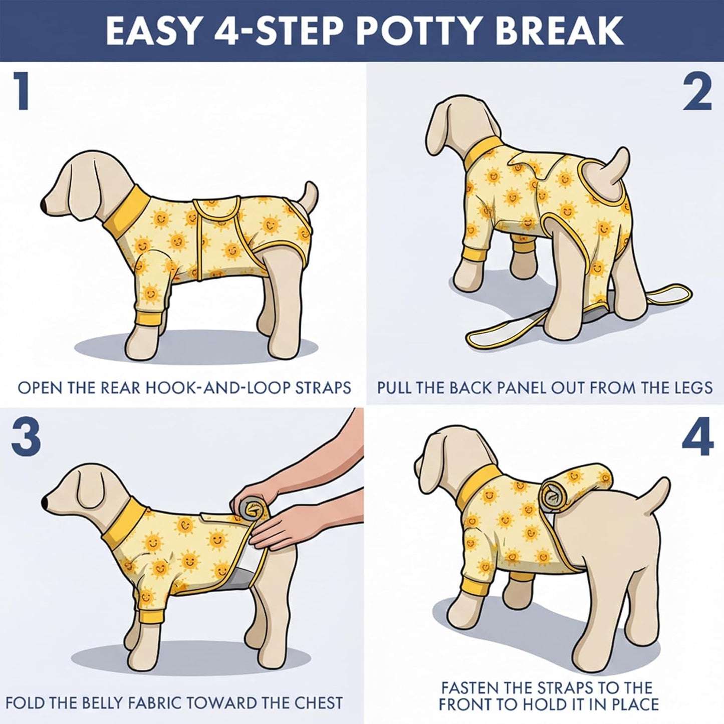 Spark Paws Dog Surgery Recovery Suit – Dog Recovery Suit After Surgery, Anti-Lick Dog Onesie, Abdominal Wound Protector, Soft Cone Alternative for Spay Neuter Male Female Pet Recovery - Sunshine - M