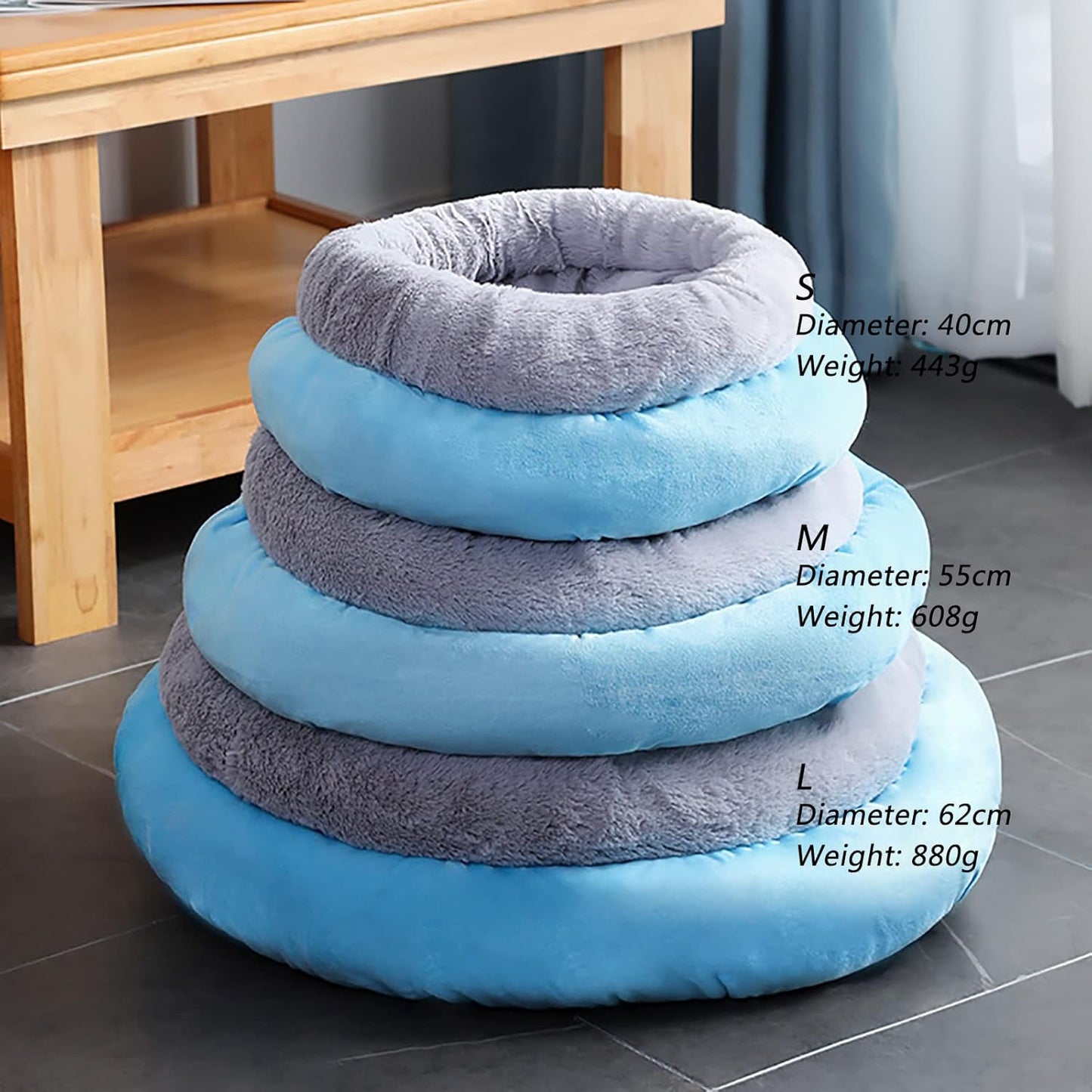 Dog Bed, Cat Beds for Indoor Cats Pet Bed for Puppy Extra Soft & Machine Washable Round Soft Plush Cat Beds Round Comfortable Warming Pet Bed,Gray,M