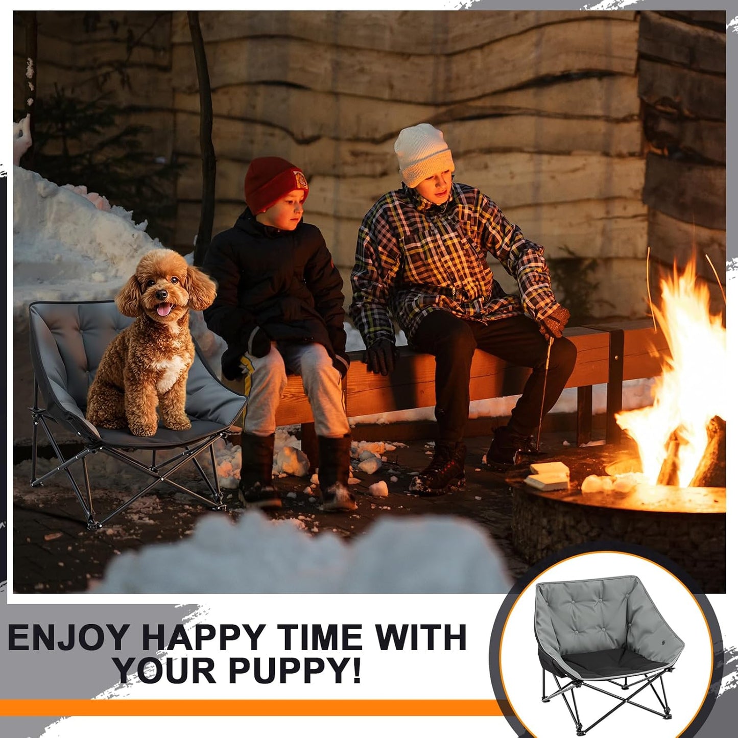 Padded Portable Dog Camping Chairs, Dog Chair Bed for Outdoor, Supports 200 Lbs, Folding Heavy Duty Raised Pet Bed, Patio Lazy Puppy Cot Pet Camping Gear for Backyard