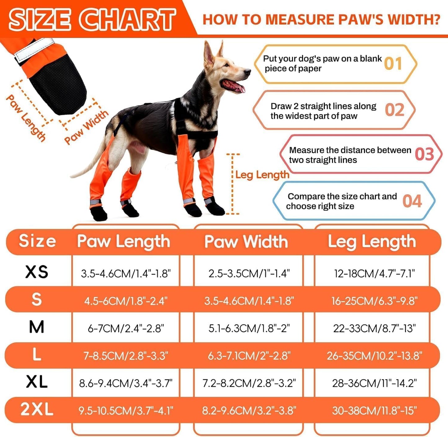 Dog Suspender Boots, Large Dog Rain Boots, Waterproof Doggy Winter Boot Snow Pants, Paw Protectors Legging Shoes with Suspenders, Anti-Slip Rain Boot (Small, Oranged)