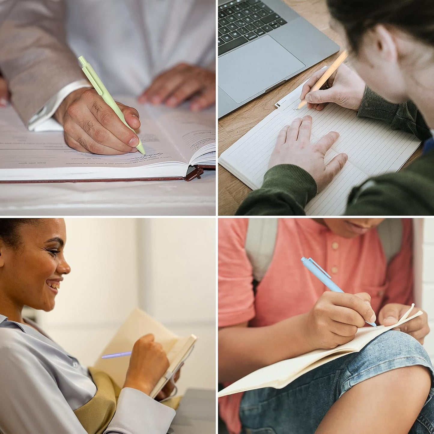 14-Pack Ballpoint Pens, Medium 1.0mm Black Ink Cute Pastel Office Pen, Retractable - For Smooth Writing, Note Taking and Journaling