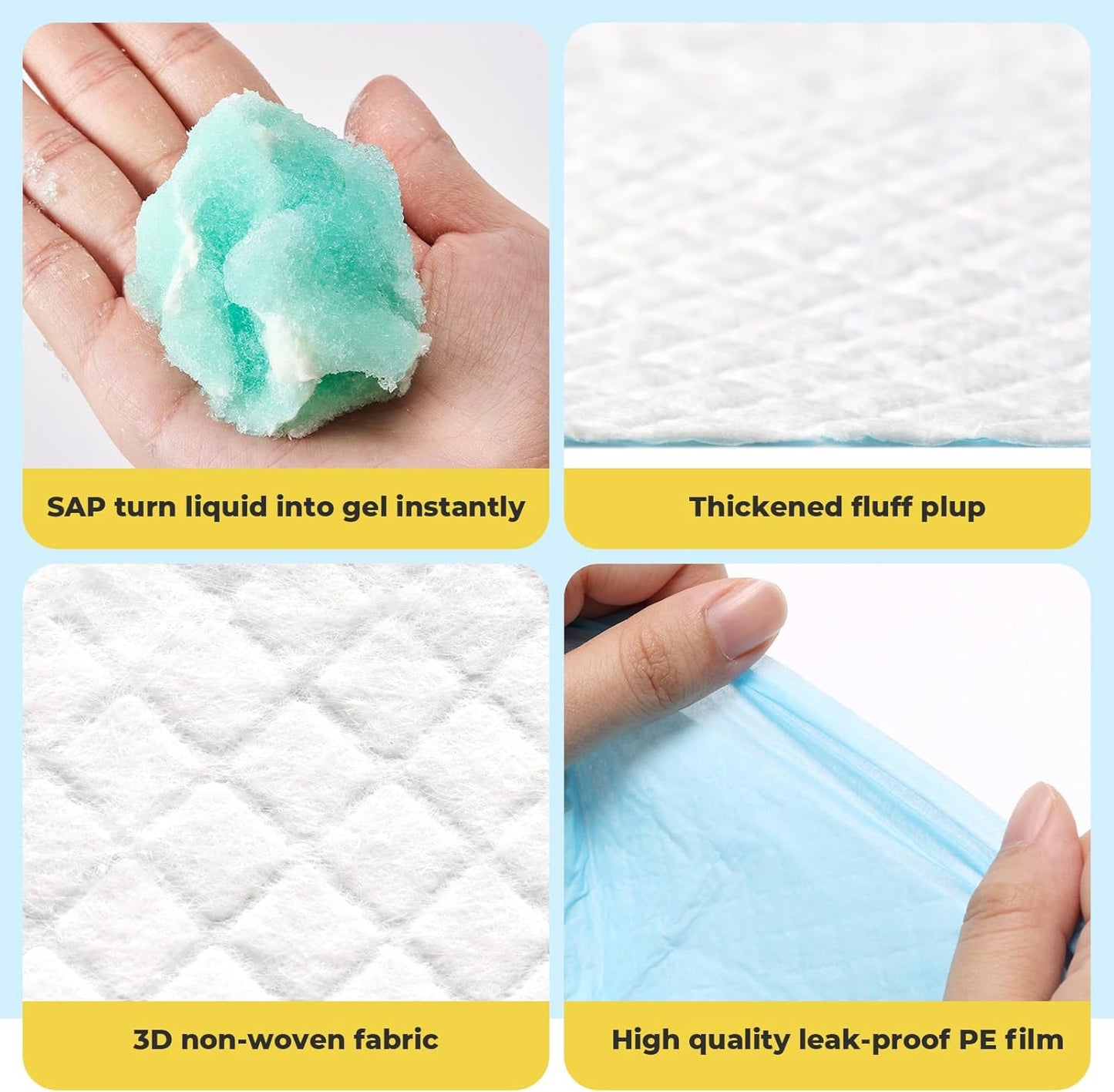 Dog Pee Pads: Super Absorbent & Leak-Proof Puppy Pads - Thicken Disposable Dog Training Pads Potty Pads for Dogs - Pee Pads for Doggie Cats Rabbits Quick Dry 24''x24'' Pack of 40