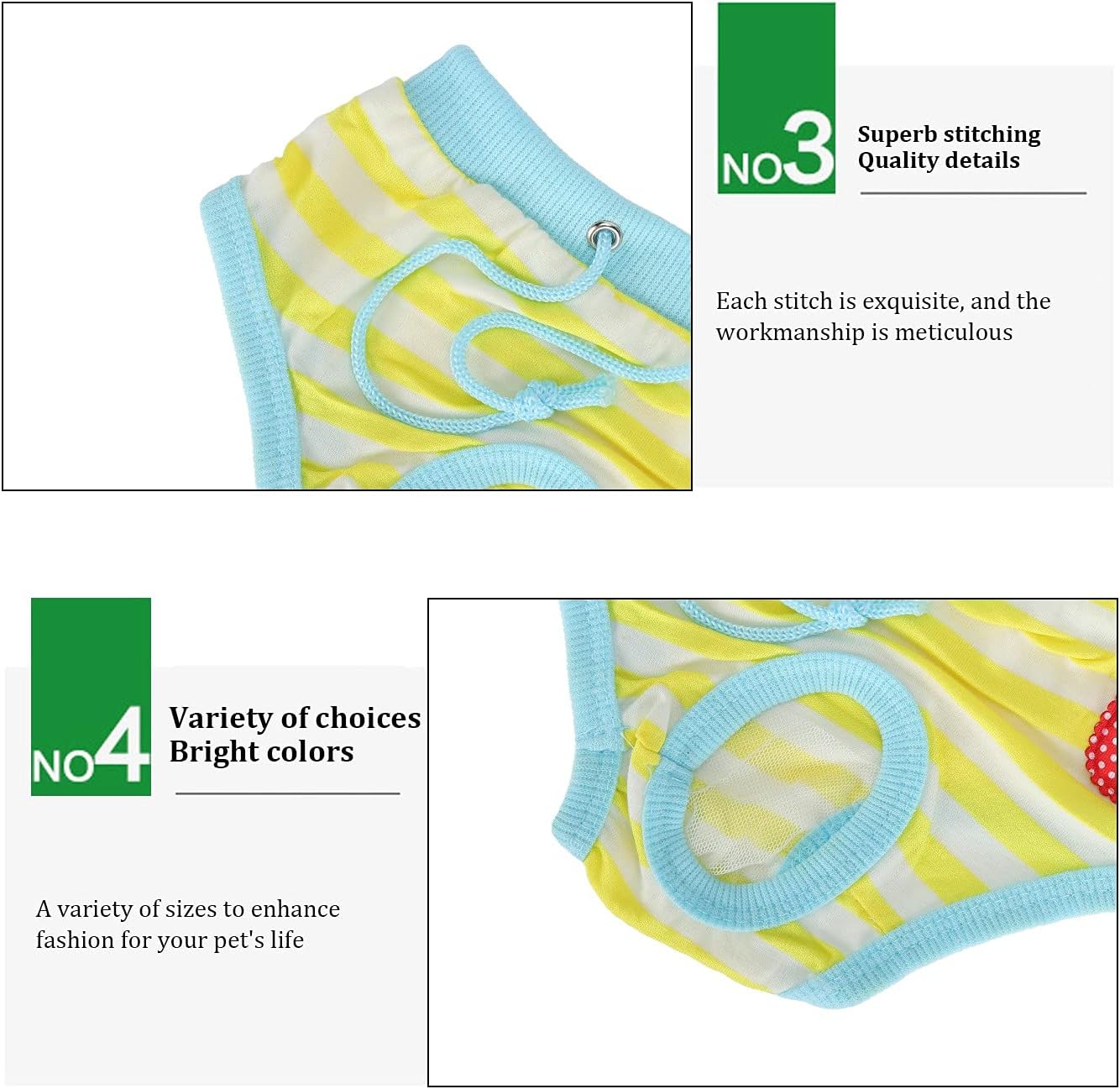 Washable Pet Diapers, Adjustable Strap Reusable Pig Physiological Pants with Strawberry Pattern, Sanitary Underwear for Pet Pigs Dog (Yellow, Size S)