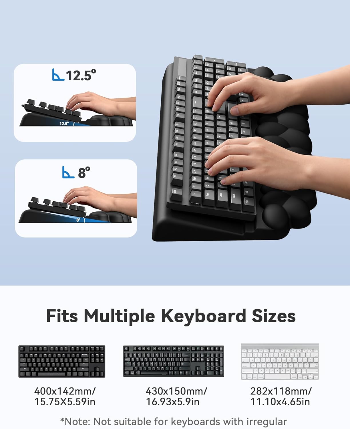 Cloud Wrist Rest for Keyboard and Mouse for Desktop, PU Leather Cloud Computer Keyboard Stand with Mouse Pad, Key Board Wrist Support Riser, Angle Adjustable Arm Rest(Black)