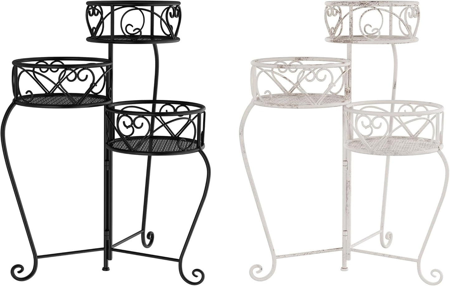 Pure Garden Tricycle Plant Stand 2-Tiered Indoor or Outdoor Decorative Vintage-Look Metal Display for Patio, Deck, Home or Lawn (Black)