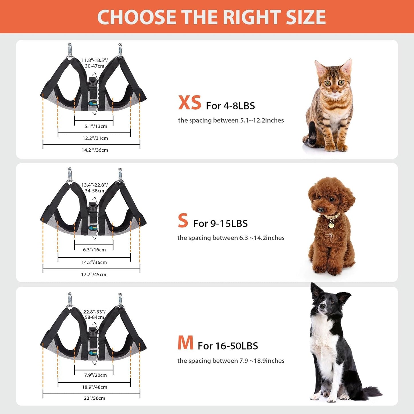 Ownpets Pet Grooming Hammock, Breathable Dog Grooming Hammock with Carabiners, Pet Grooming Harness Sling for Grooming, Hair Nail Trimming Cutting & More, M