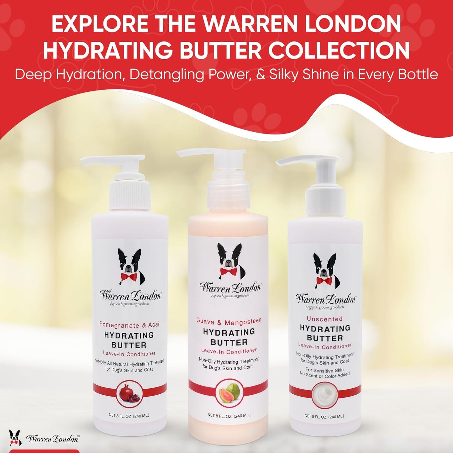 Warren London Hydrating Butter Leave in Pet Conditioner for Dogs | Lotion for Skin and Coat | Aloe Puppy & Dog Conditioner for Hair Detangler, Dry Skin, & Dandruff | Unscented 8oz