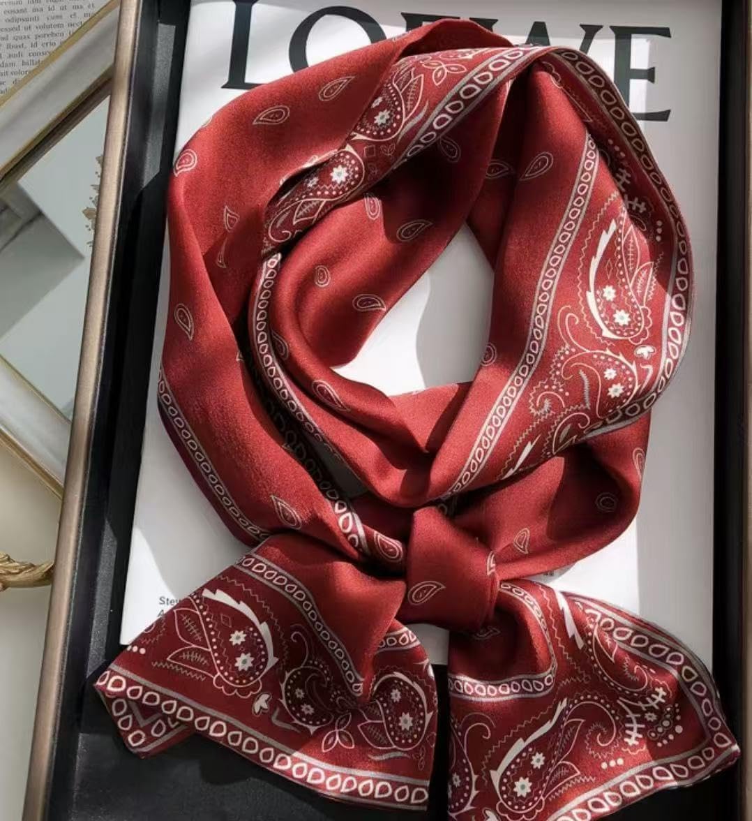 MEISEE 100% Mulberry Silk Scarf for Women 59”*6.3” Long Headscarf Neck Scarf Hair Wraps and Shawls with Gift Packed