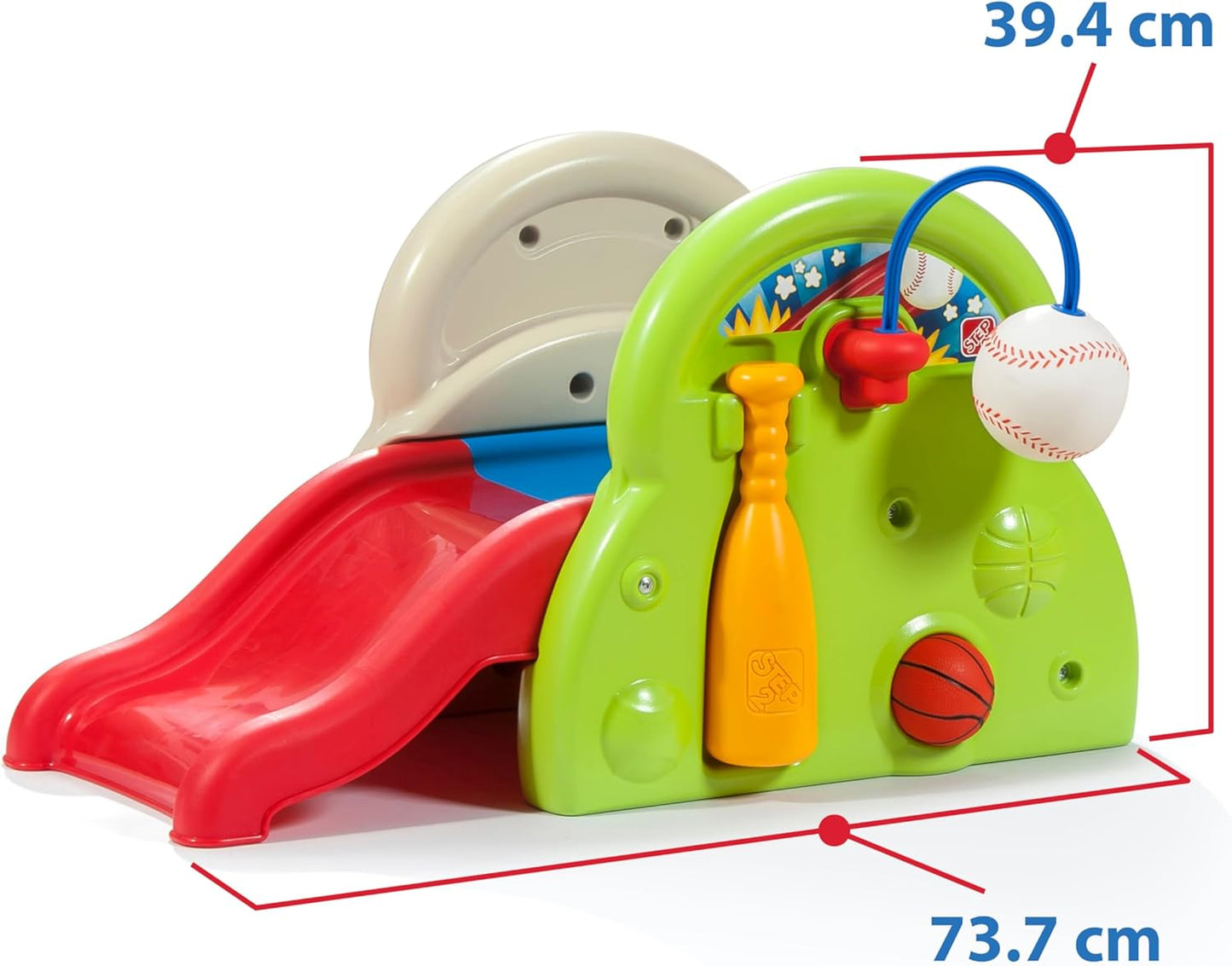 Step2 Sports-Tastic Activity Center, Toddler Sports Playset, Indoor/Outdoor Slide, Play Gym Includes Bat & Balls, Made of Durable Plastic, For Toddlers 1+ Years Old